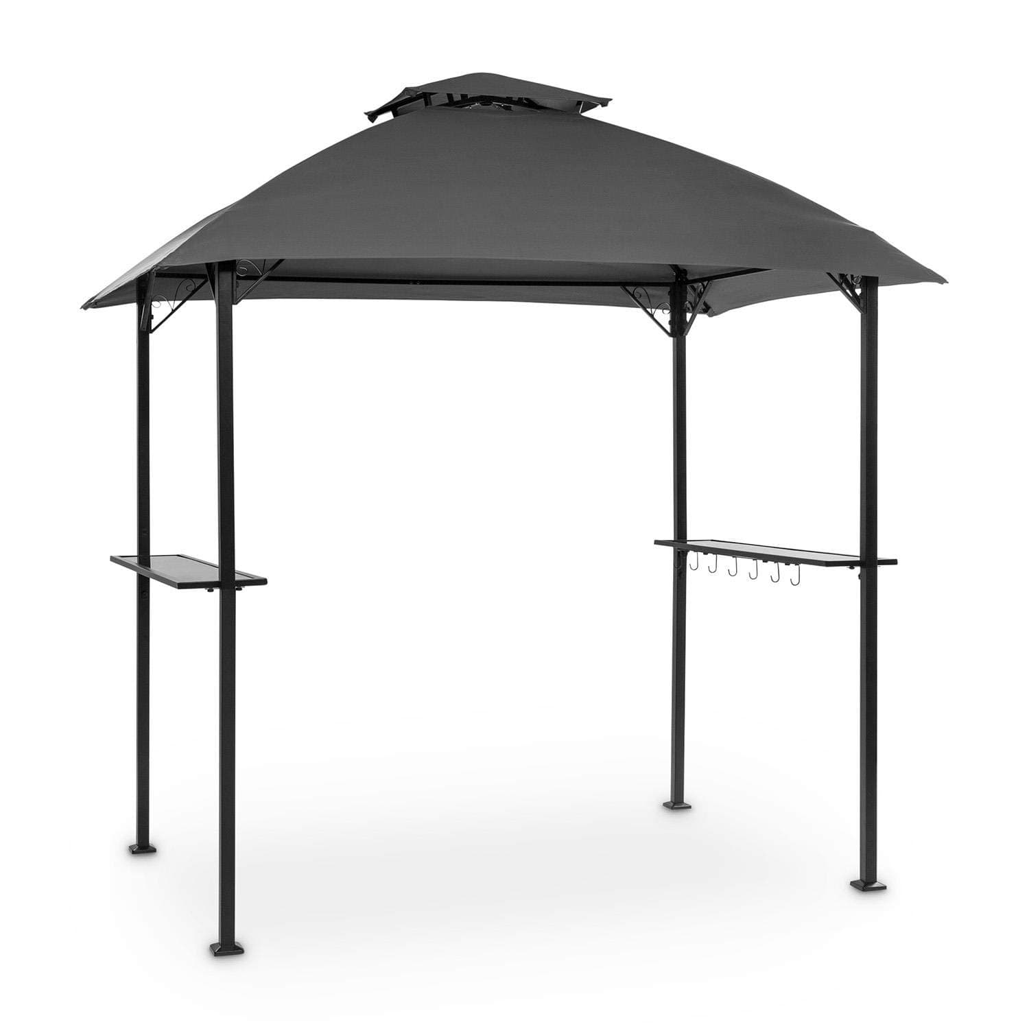 blumfeldt Steakhouse al Sur Pavilion Grill Roof, Size: 244x260x152cm (WxHxD), Rain/Sun Protection Roof: Polyester 160g Water-Repellent/Flame-Retardant, Frame: 4x4cm Powder-Coated Steel, Dark Grey