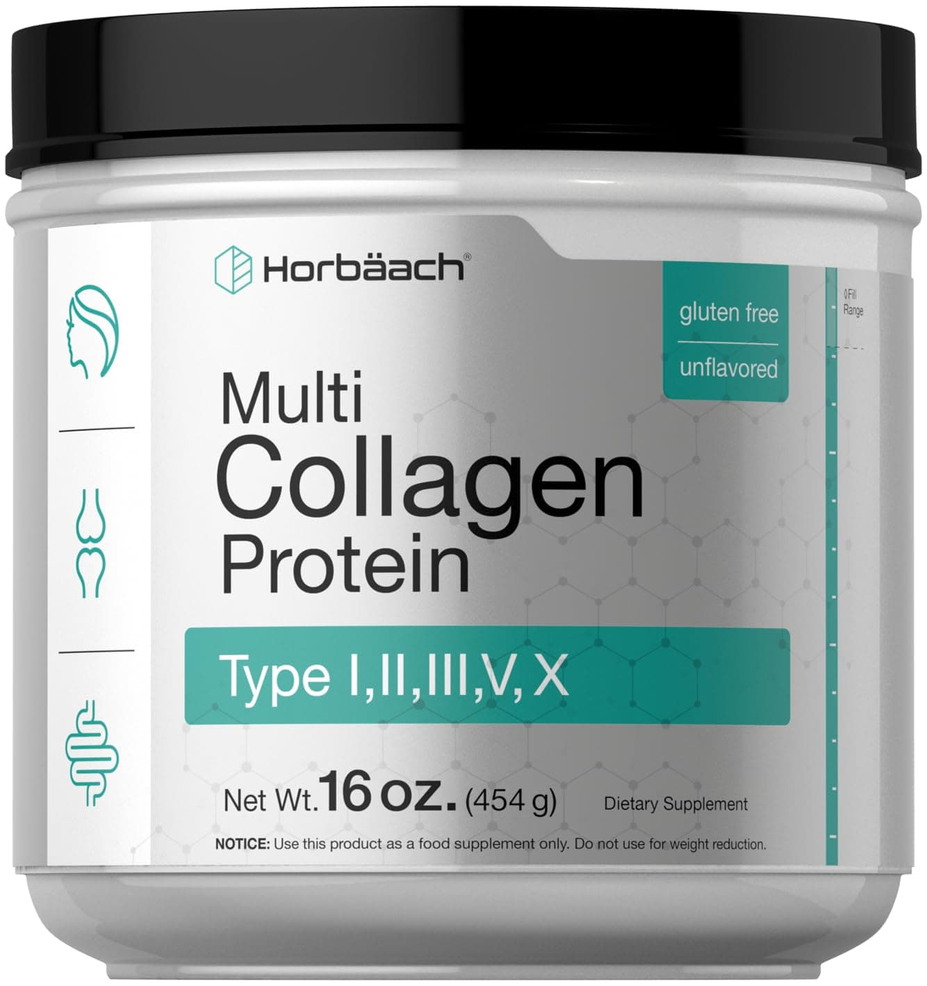 Multi Collagen Protein Powder 16 oz | Type I, II, III, V, X | Hydrolyzed Collagen Peptide Powder | Keto & Paleo Friendly | Unflavored & Gluten Free