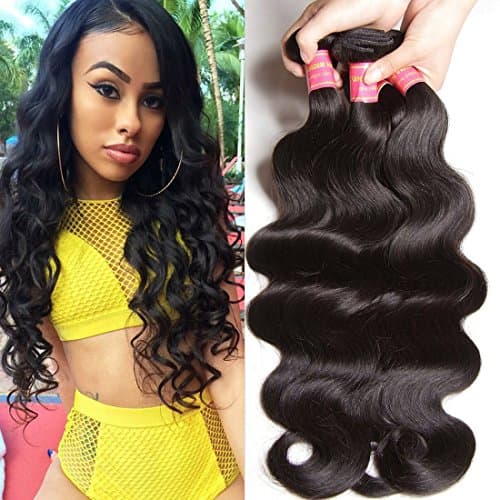 Klaiyi 10A Brazilian Virgin Body Wave Hair 3 Bundles Unprocessed Human Hair Weave Extensions Natural Color 95-100g/pc(18 20 22inch)
