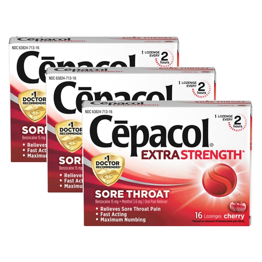Cepacol Extra Strength Sore Throat, 16 Lozenge, 3-pack, Cherry