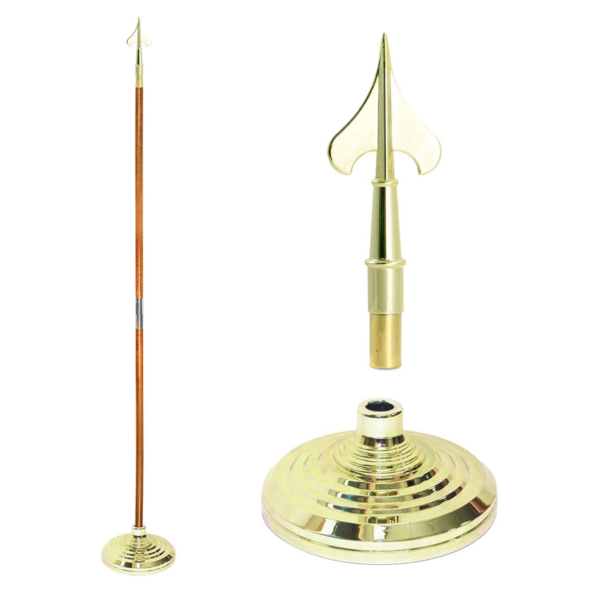 Super Tough Indoor Flagpole Kit - NO Flag (Army Spear, 7 Ft Oak Pole)