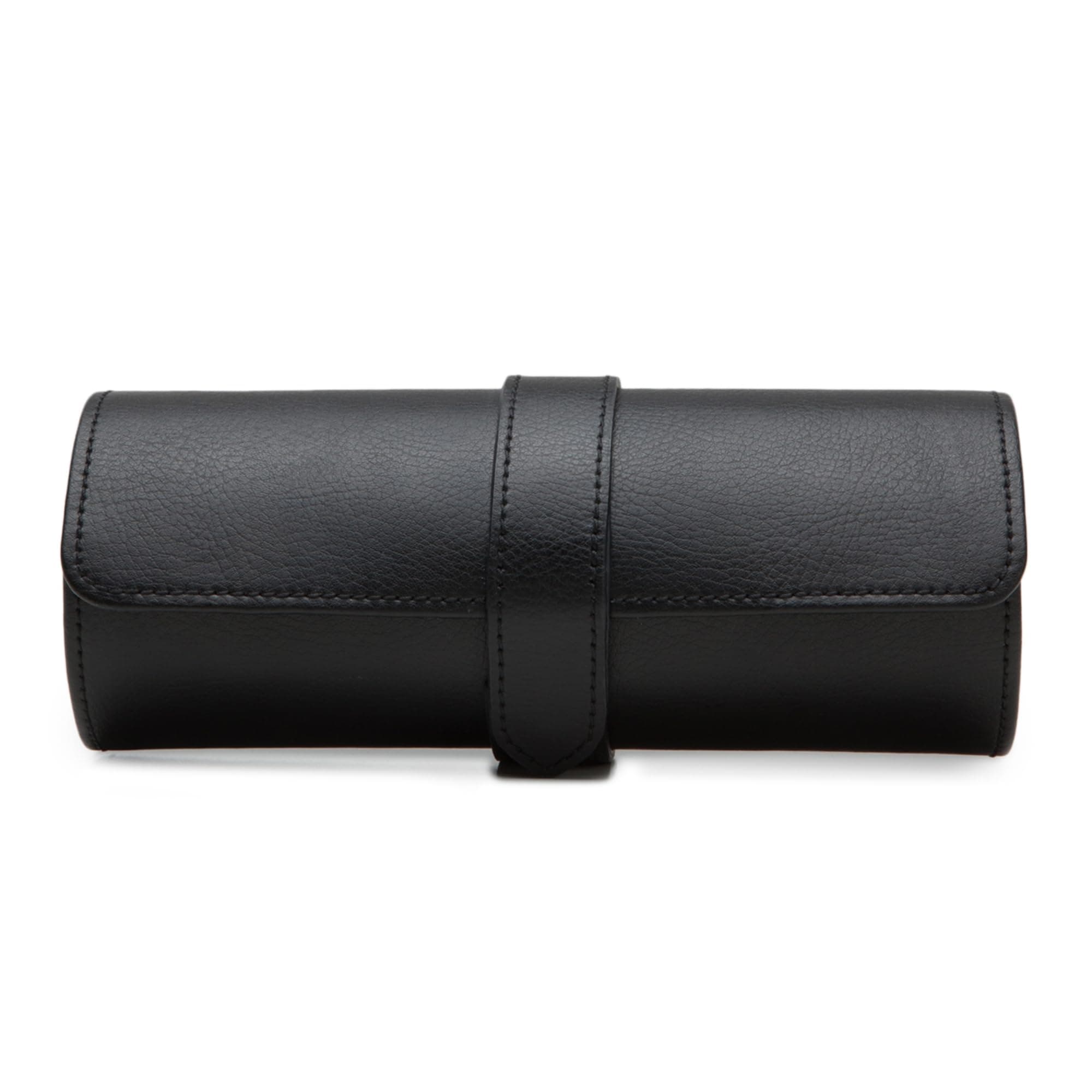 WOLF Heritage Watch Roll, Blake Black/Purple - Holds Up to Three Watches - Vegan Leather, Ultra-Suede Lining, Snap Closure - Includes Two Watch Guards