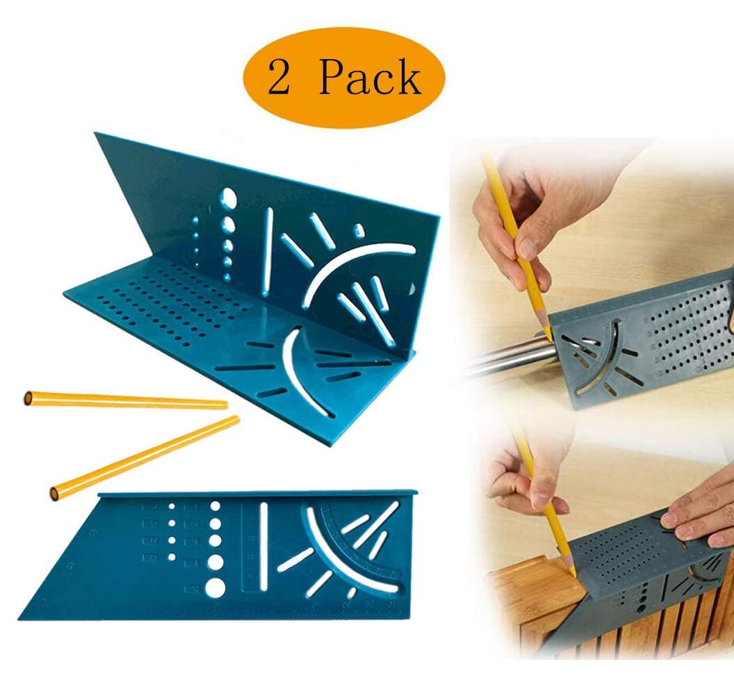 Woodworking Measuring Tools with Gauge Ruler 3D Miter Angle Duplicator Edge Measure Ruler (2 Pack)