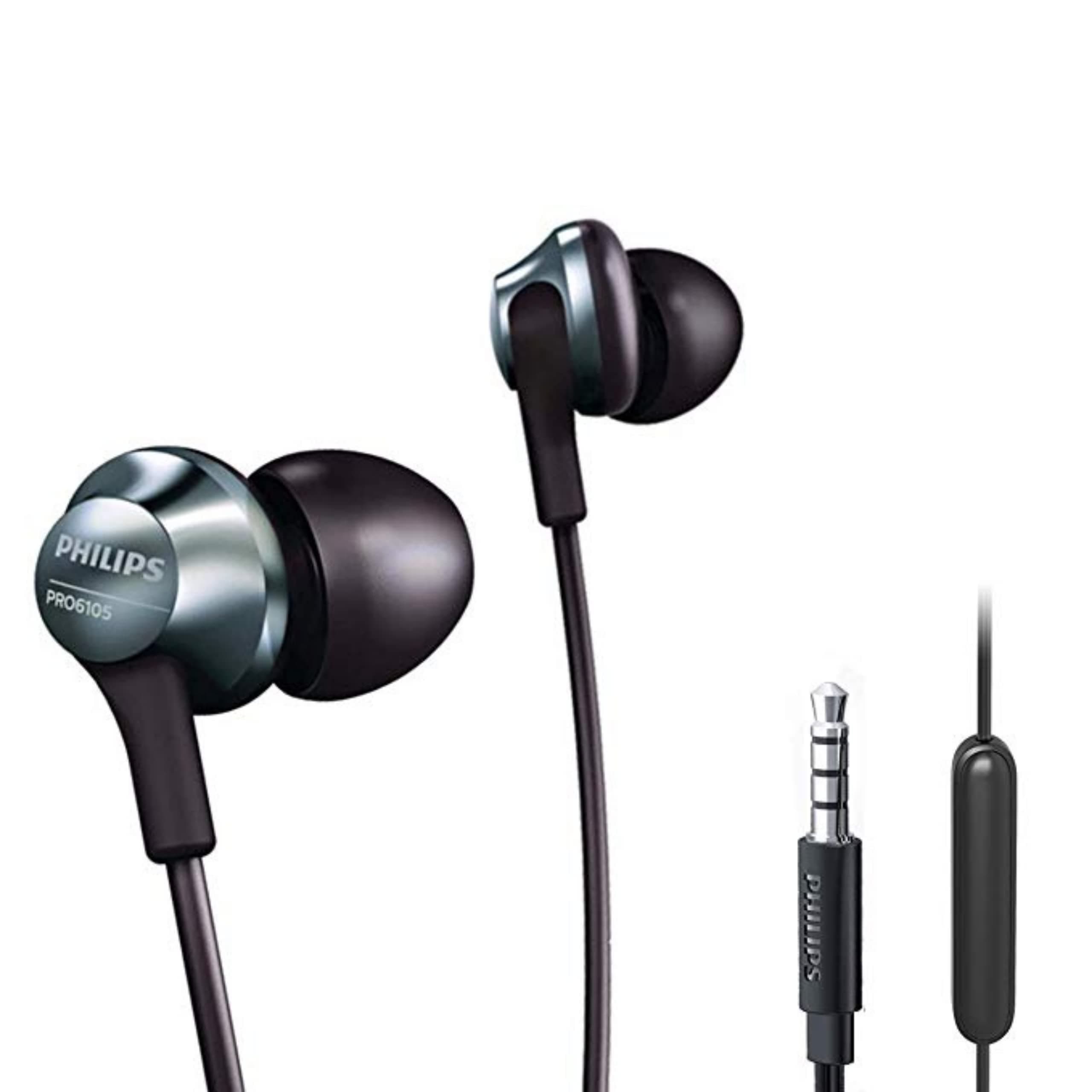 Philips Pro Wired Earbuds with Microphone, Hi-Res Audio in-Ear Headphones with 3.5mm Jack, Comfortable and Durable Build Earphones, Perfect for Music, Calls, and Daily Use, 3 Extra Eartips Included