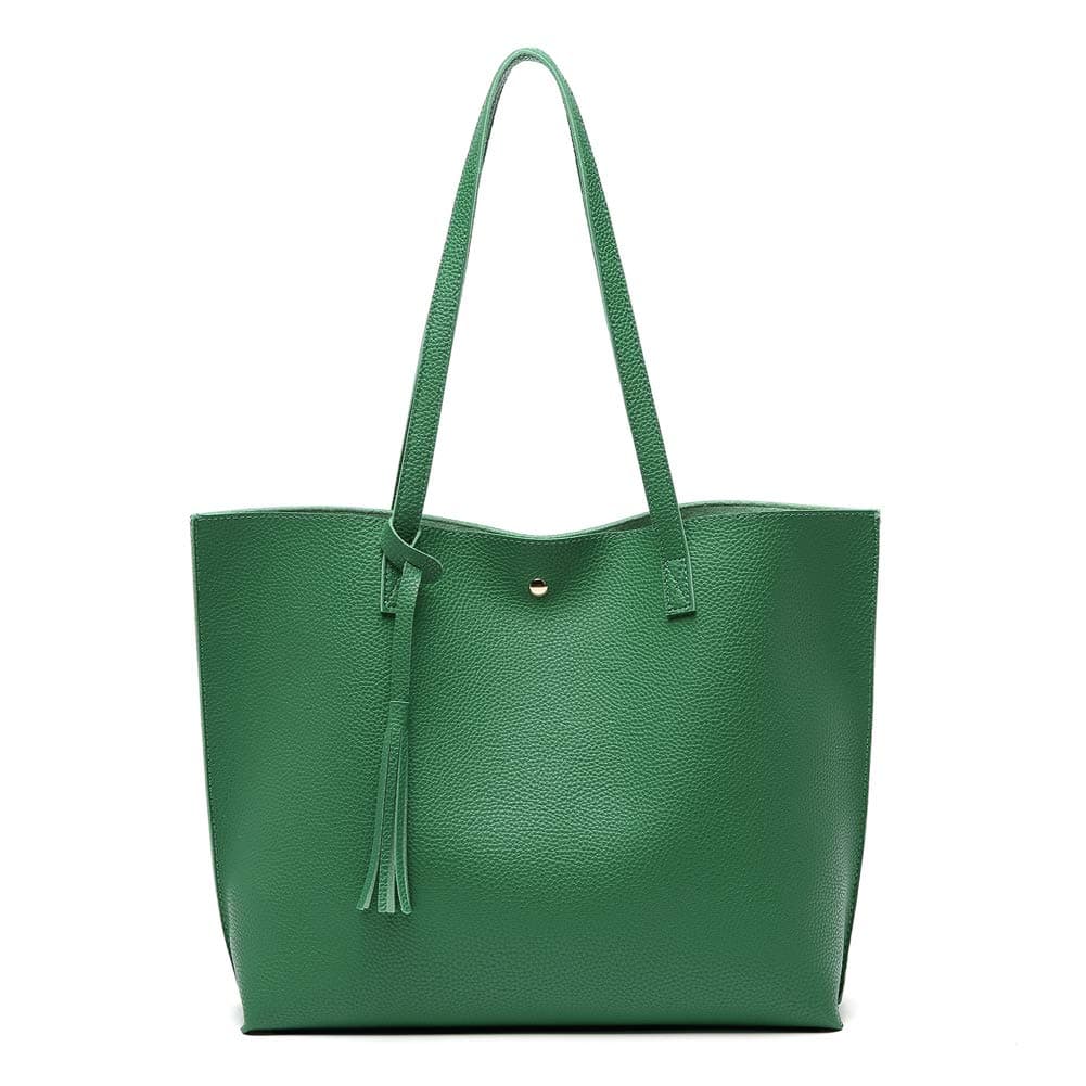 Women's Soft Faux Leather Tote Shoulder Bag from, Big Capacity Tassel Handbag