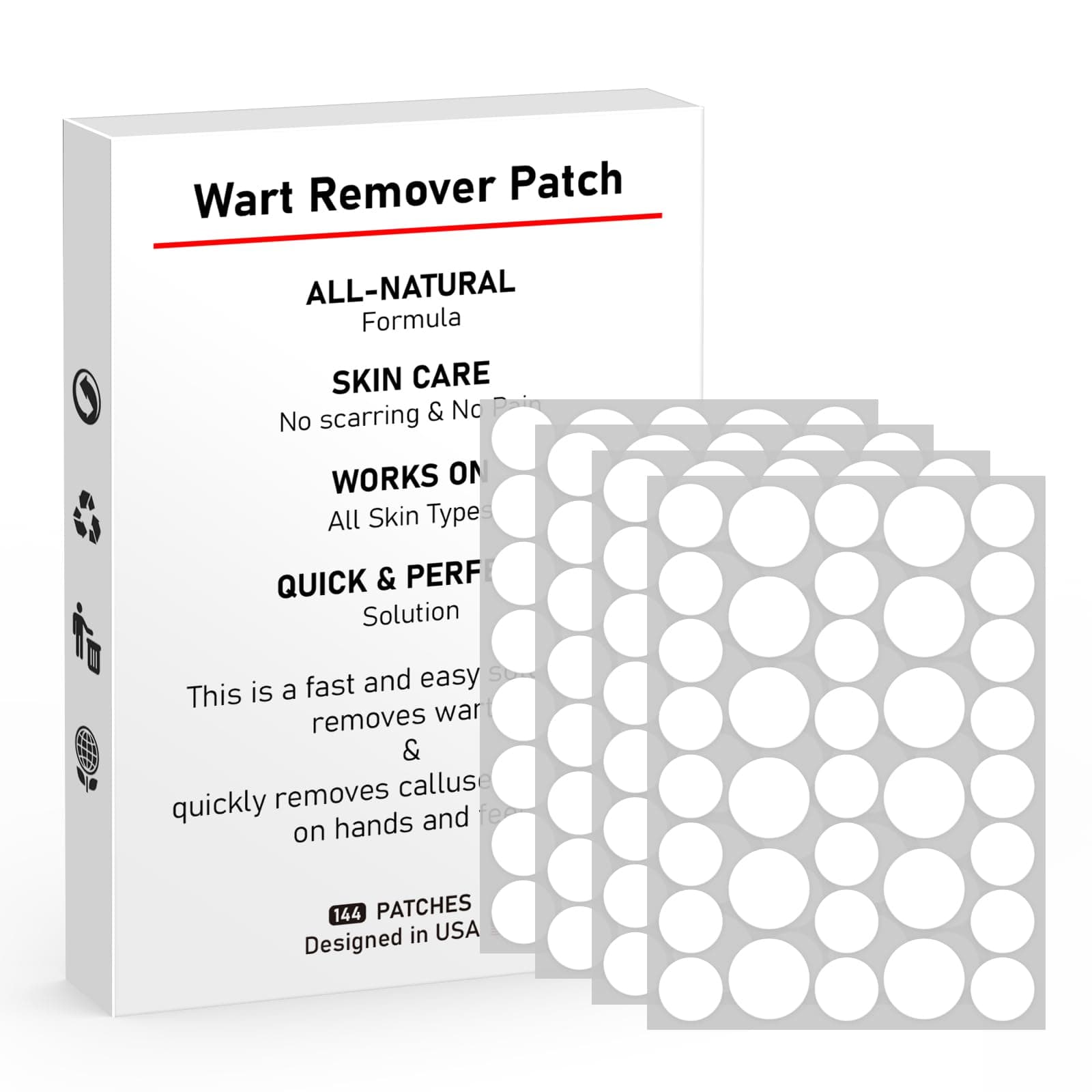 WABRINY Wart Remover Patches, Fast & Easy Operate Hydrocolloid Gel Waterproof Invisible Sticker, Skin Care Removal Patches for All Skin Types(144pcs)-F1