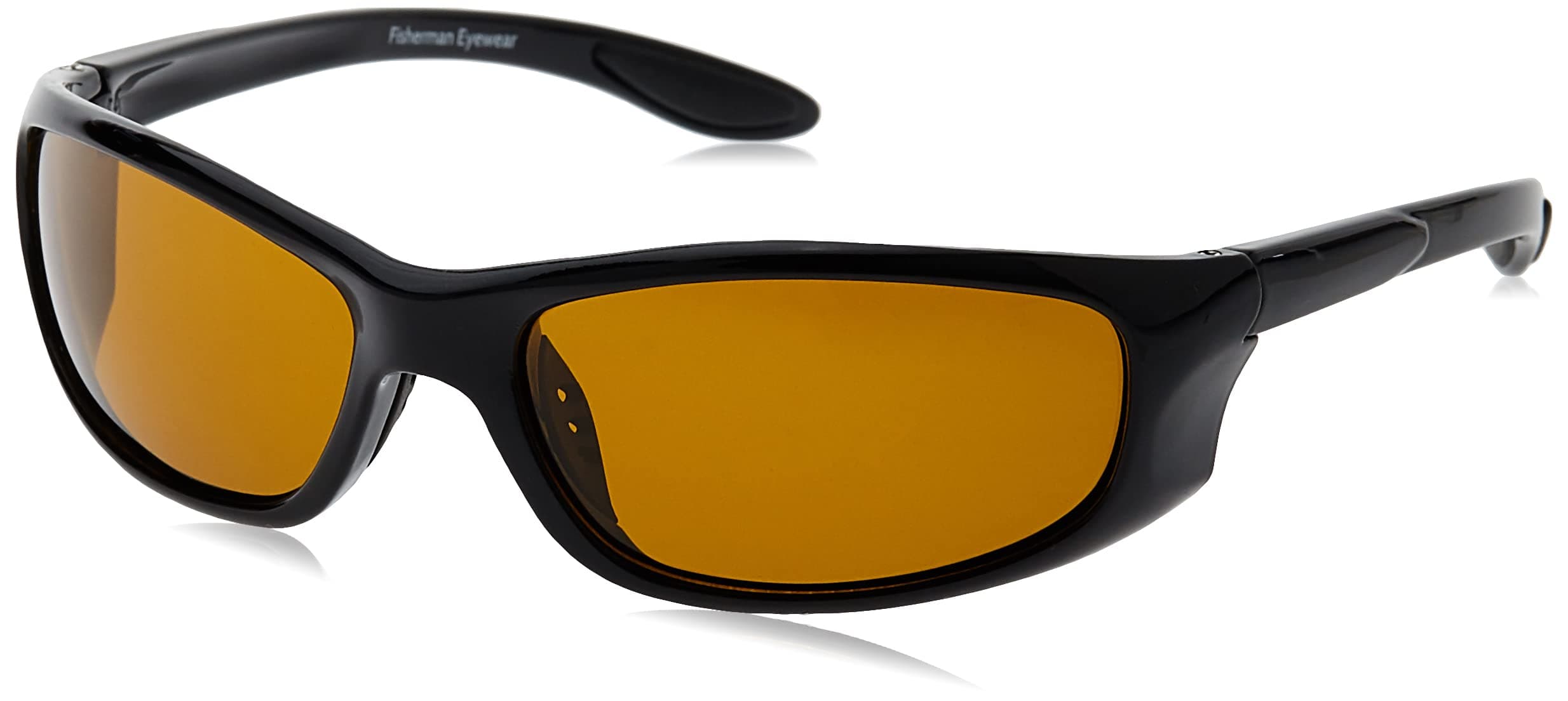 Fisherman Eyewear Riptide Sunglass, Black Frame, Amber Polarized Lens, Medium/Large