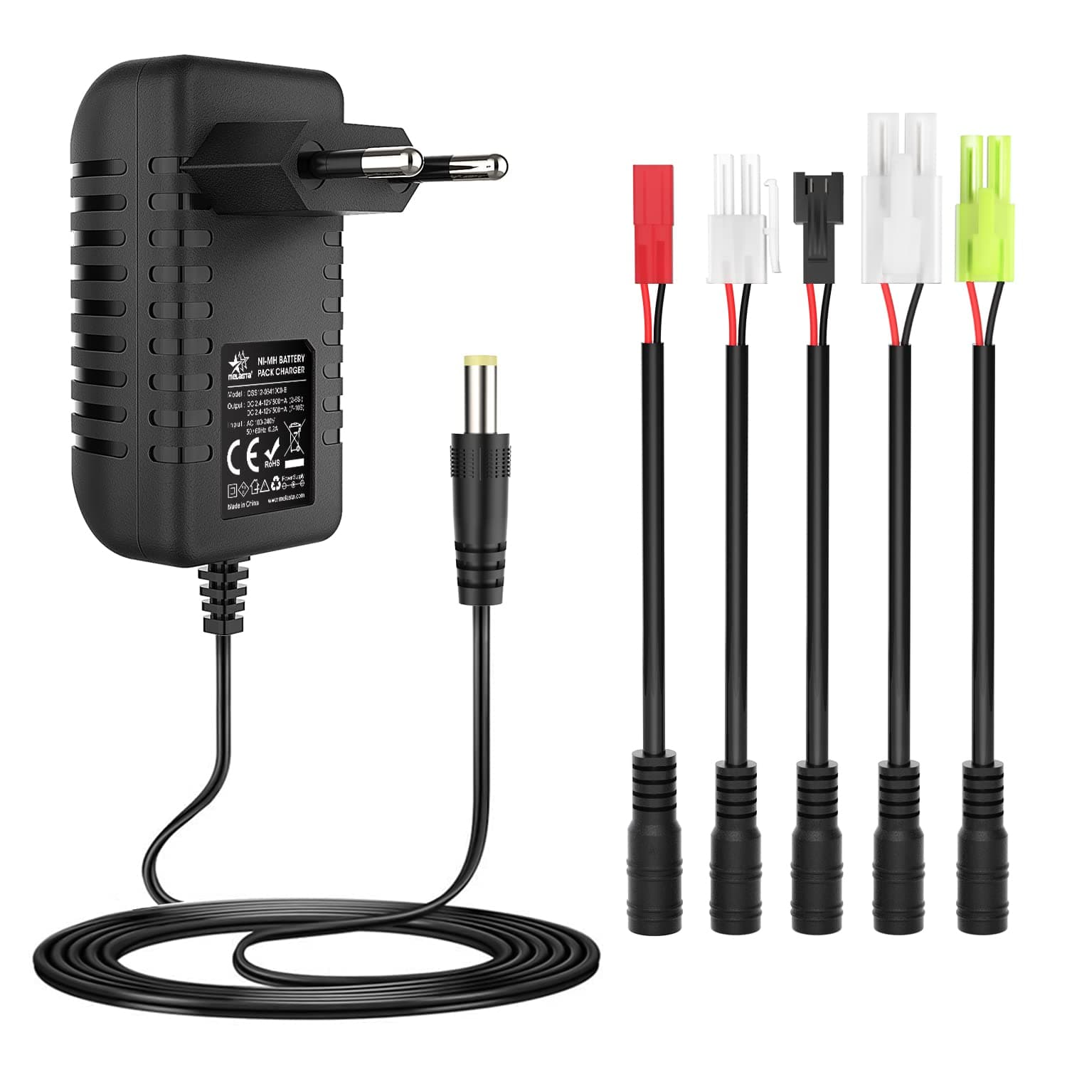 Smart 12 Volt Battery Charger 2.4V 3.6V 4.8V 6V 7.2V 8.4V 9.6V 10.8V 12V NIMH/NICD for 2-10S RC Battery (Compatible with Tamiya/Mini Tamiya/SM-2P/JST/HuanQi)