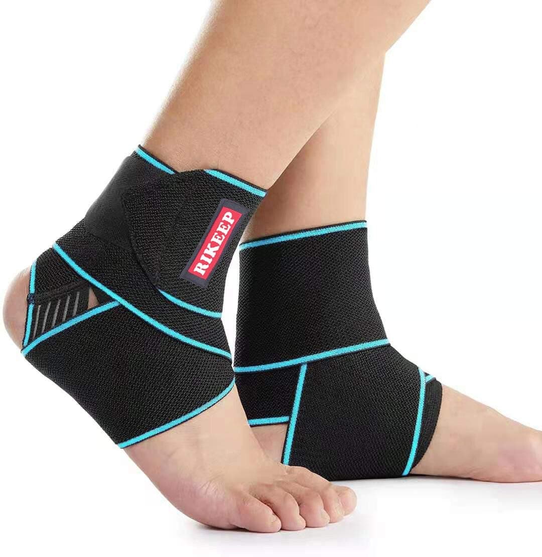 Ankle Support,Adjustable Ankle Brace Breathable Nylon Material Super Elastic and Comfortable,1 Size Fits all, Suitable for Sports (Blue(1 Pair))