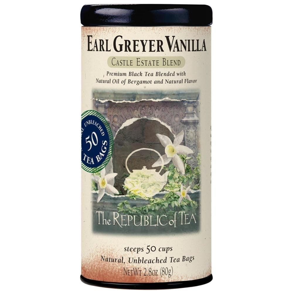 Earl Greyer Vanilla Tea, 2.8 oz Tin, 50 Tea Bags | Gourmet Tea | Caffeinated