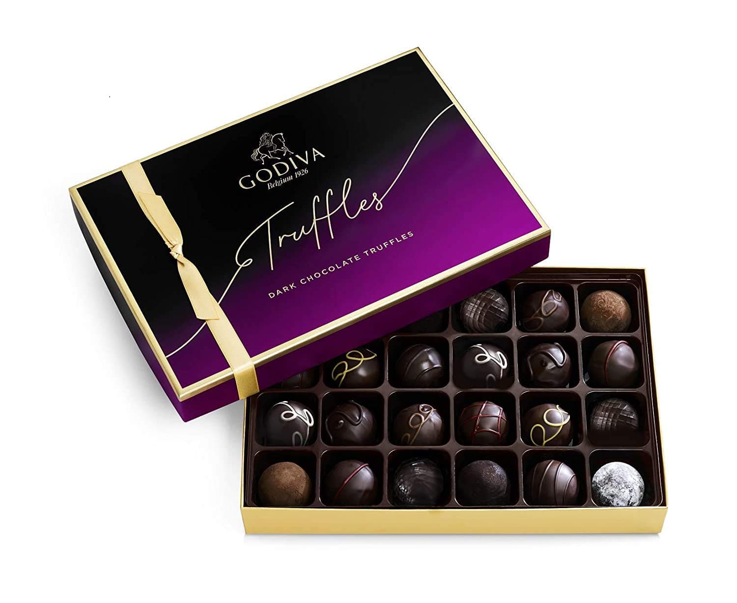 Godiva Dark Chocolate Truffle Gift Box – Assorted Gourmet Candy Box with Elegant Gold Ribbon – Gift Basket for Birthday, Thank You, Anniversary, Congratulations, Mother’s Day, and Easter, 24-Piece