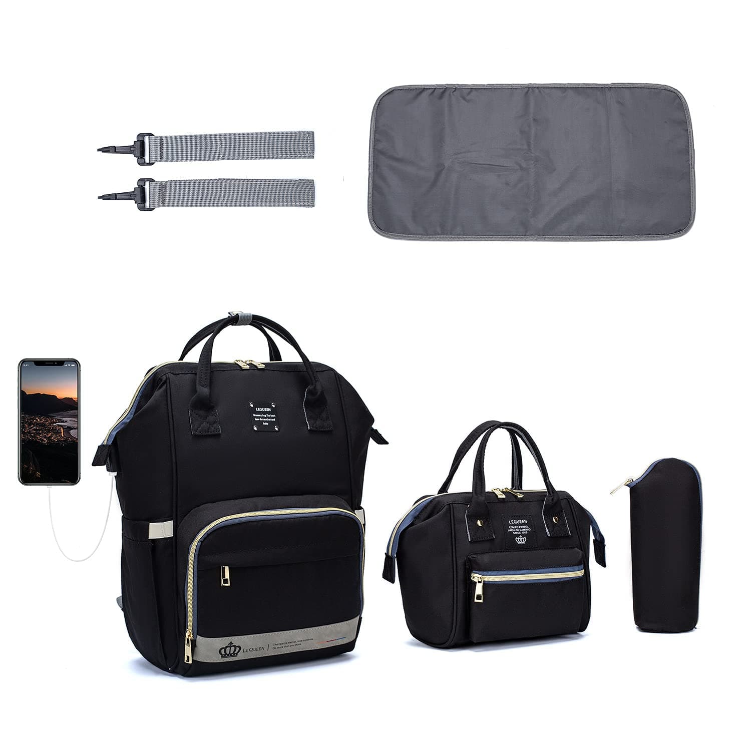 LIMOS Diaper Mummy Bag Backpack, Diaper Bag Tote, Bottle bag,Large Unisex Baby Bags with Changing Pad, Multipurpose Travel Bag for Moms Dads