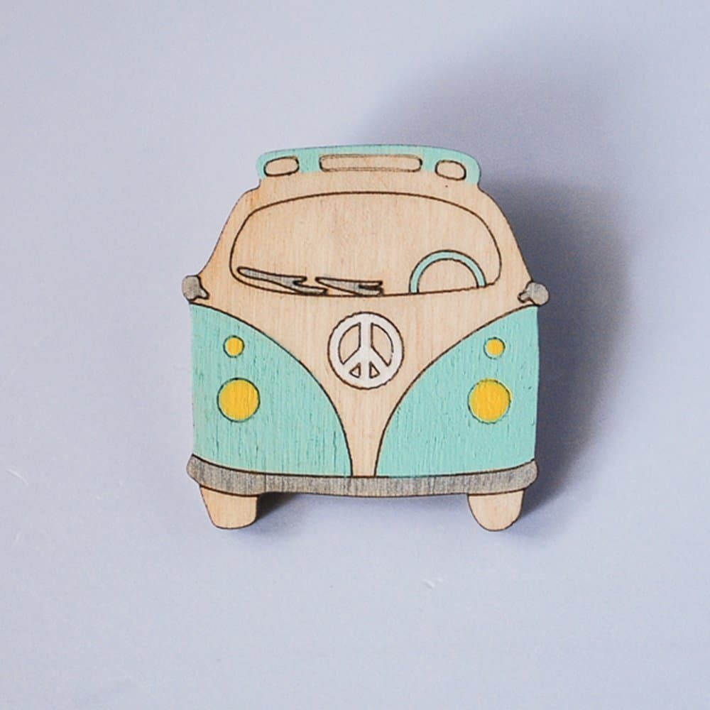 VW T2 Brooch, VW T2 pin, Car Brooch, Plywood Pin, Wooden Brooch, Hippie van pin, Wagon Brooch, Scarf Pin Wood Accessories, Air Cooled
