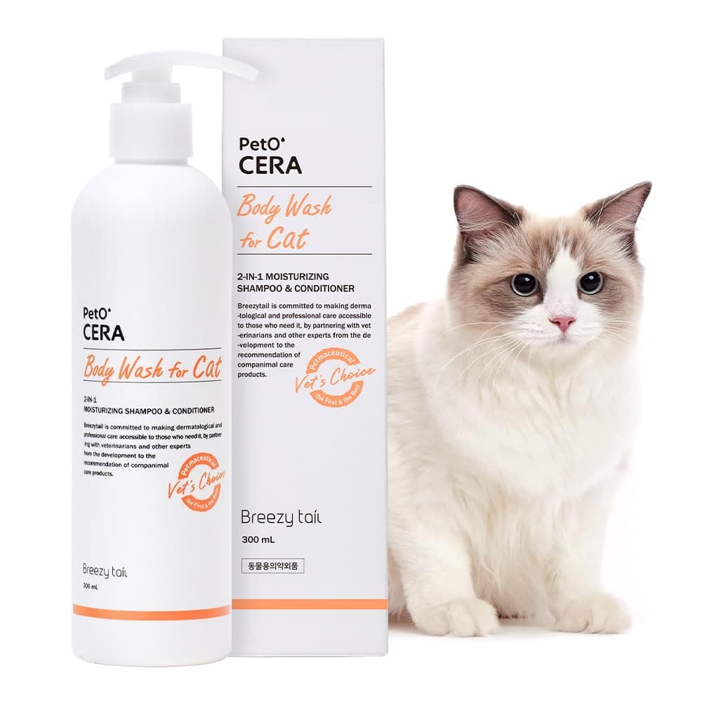 PetO’Cera Cat Shampoo | All-in-one Hypoallergenic Feline Skin & Coat Care | Itch Relief &Moisturizing | Veterinarian Approved and Formulated Shampoo for Cats (1 Bottle (10.1oz))