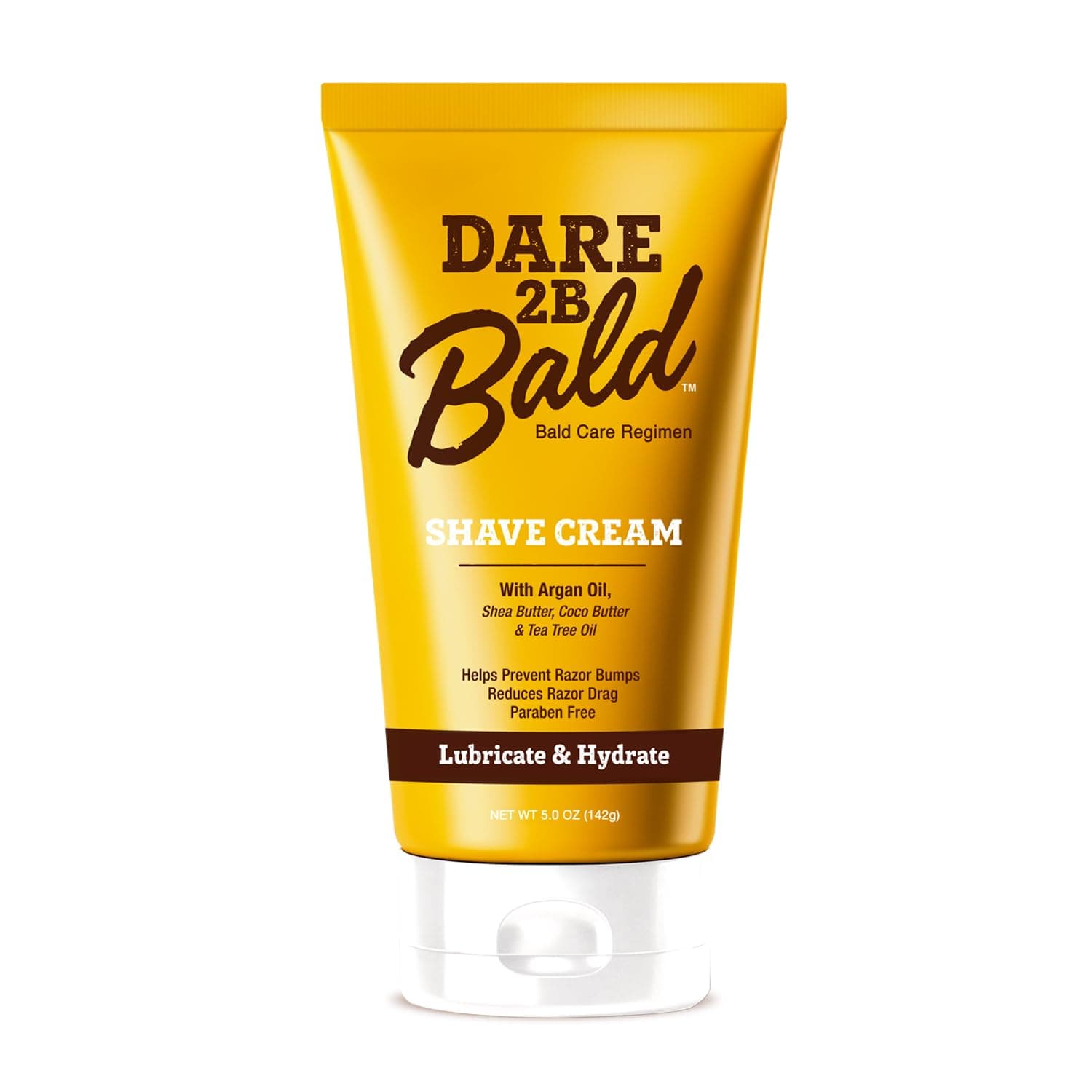 Dare 2B Bald Shaving Cream Sensitive Skin for Men | Natural Shaving Cream with Argan Oil, Shea Butter, Cocoa Butter & Tea Tree Oil | Bald Head Shave Lotion | Rich Hydration and Moisture - 5.0 OZ
