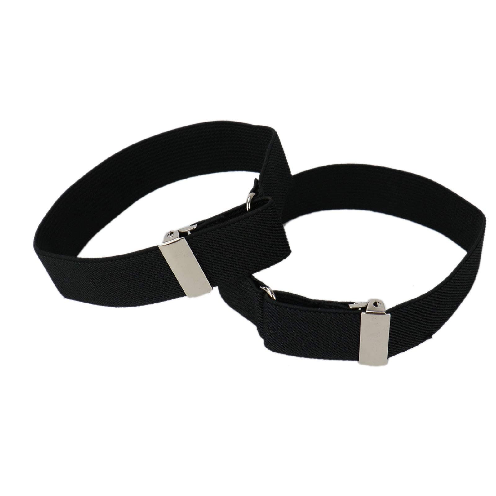 WSSROGY 2 Pairs Black Elastic Adjustable Armbands Shirt Garters Sleeve Hold Anti-Slip Shirt Sleeve Holders