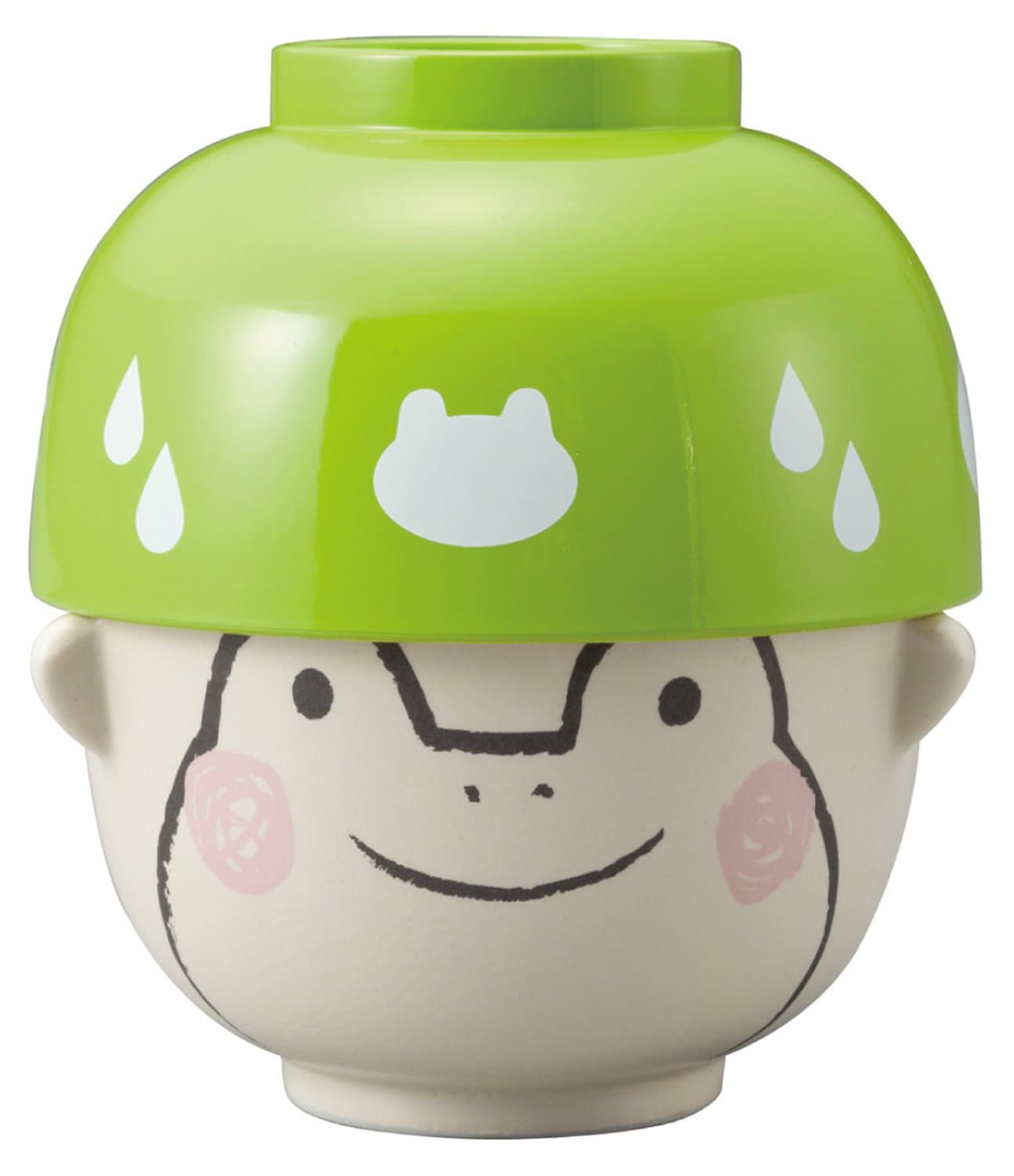 Japanese Rice + Miso Soup Bowl Set - White & Green Frog SAN2658-1