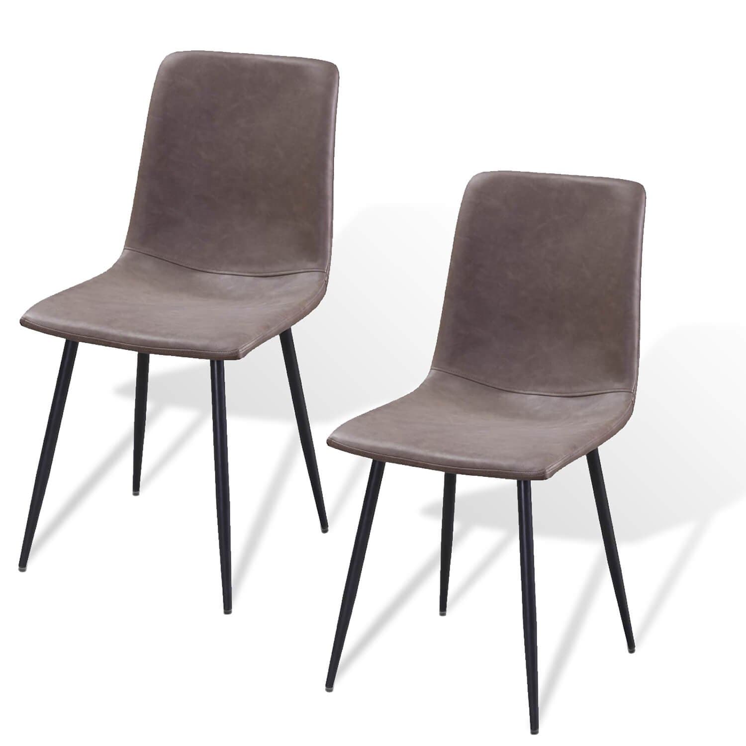 Ally Chairs set of 2 | Dining chair | Microfiber leather with Metall legs | Stone - Grey (Stone)