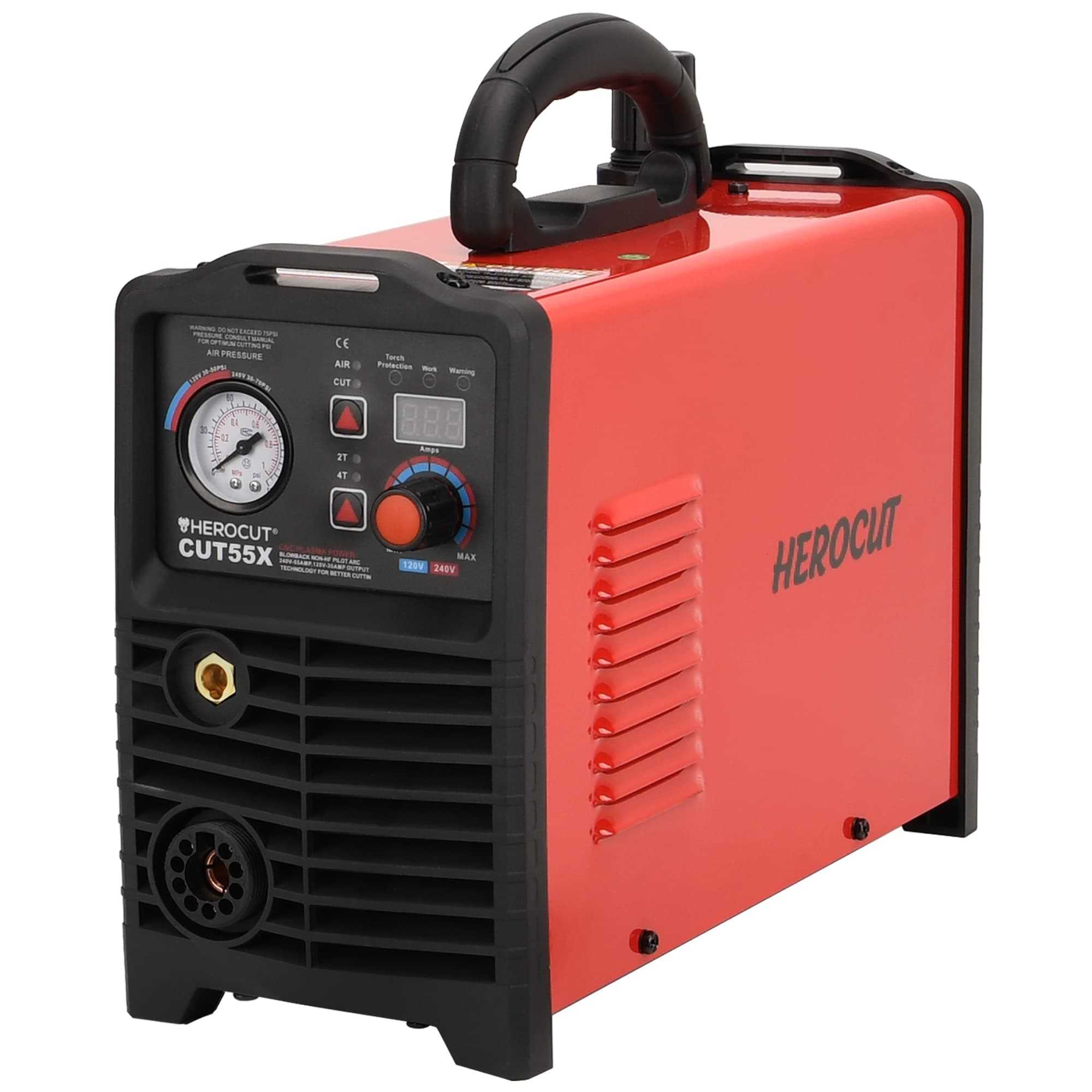 50 Amp Non-Touch Air CNC Plasma Cutter, Non HF Blowback Plasma Cutting Machine, Dual Voltage 120/240V IGBT Digital Plasma Cutter, 16mm Clean Cutting, 25mm Max Cutting Thickness(CUT55X)