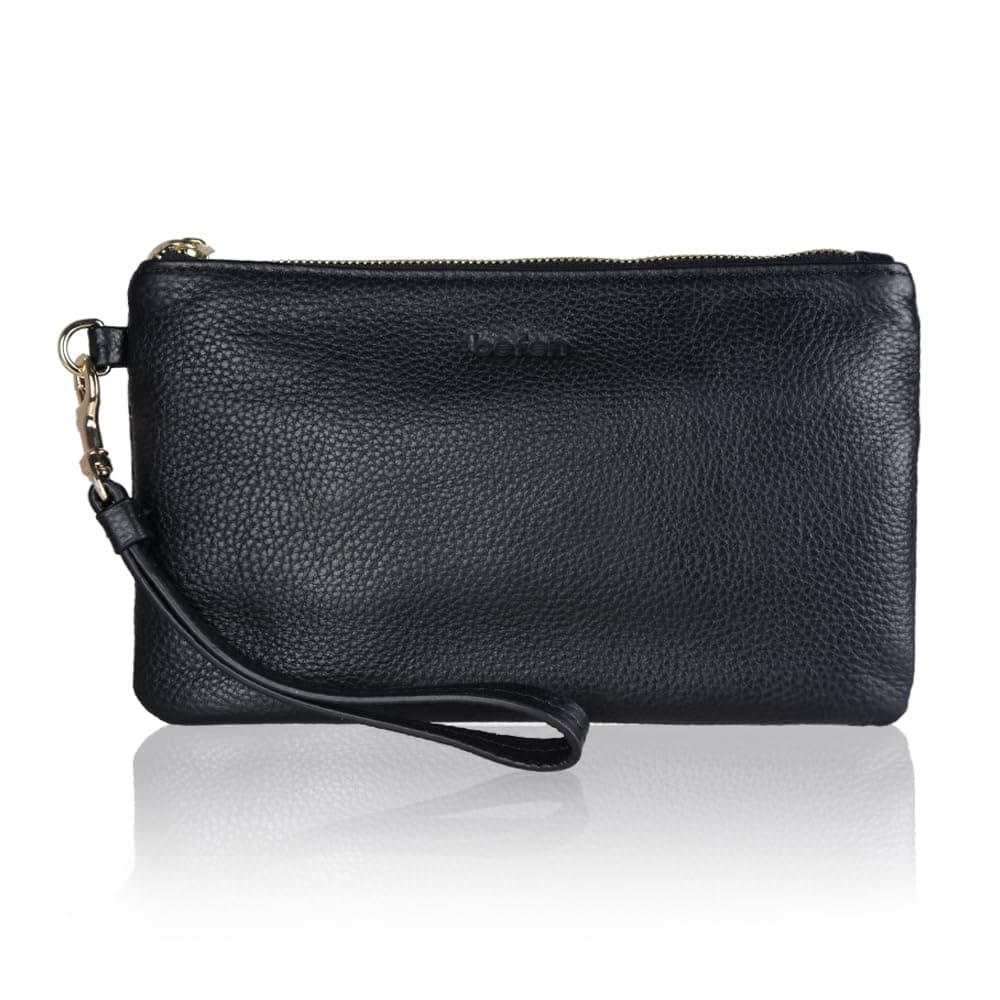 befen Women's Leather Wristlet Clutch Cell Phone Purse Wallet Lambskin Quilted Ladies Crossbody Handbags with Wrist Strap & Shoulder Strap