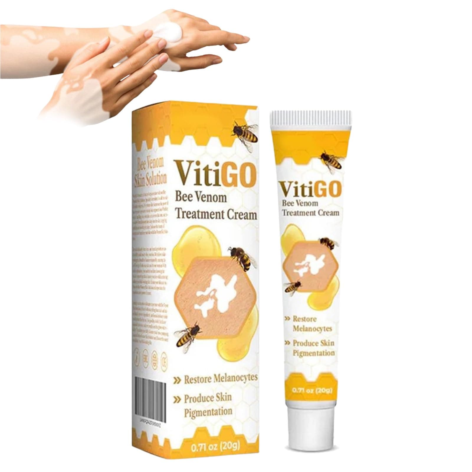 Fivfivgo Beevenom Vitiligo Treatment Cream, Bee Venom Treatment for Vitiligo, Beevenom Vitiligo Treatment Cream for All Skin Types, Vitiligo Bee Venom Treatment Cream (1pcs)