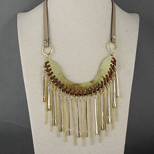 Fashion Jewelry Necklace Long Chain Pendent Sweater Collar Bib Choker Collier Golden Metal Strip Earpicks Tassle