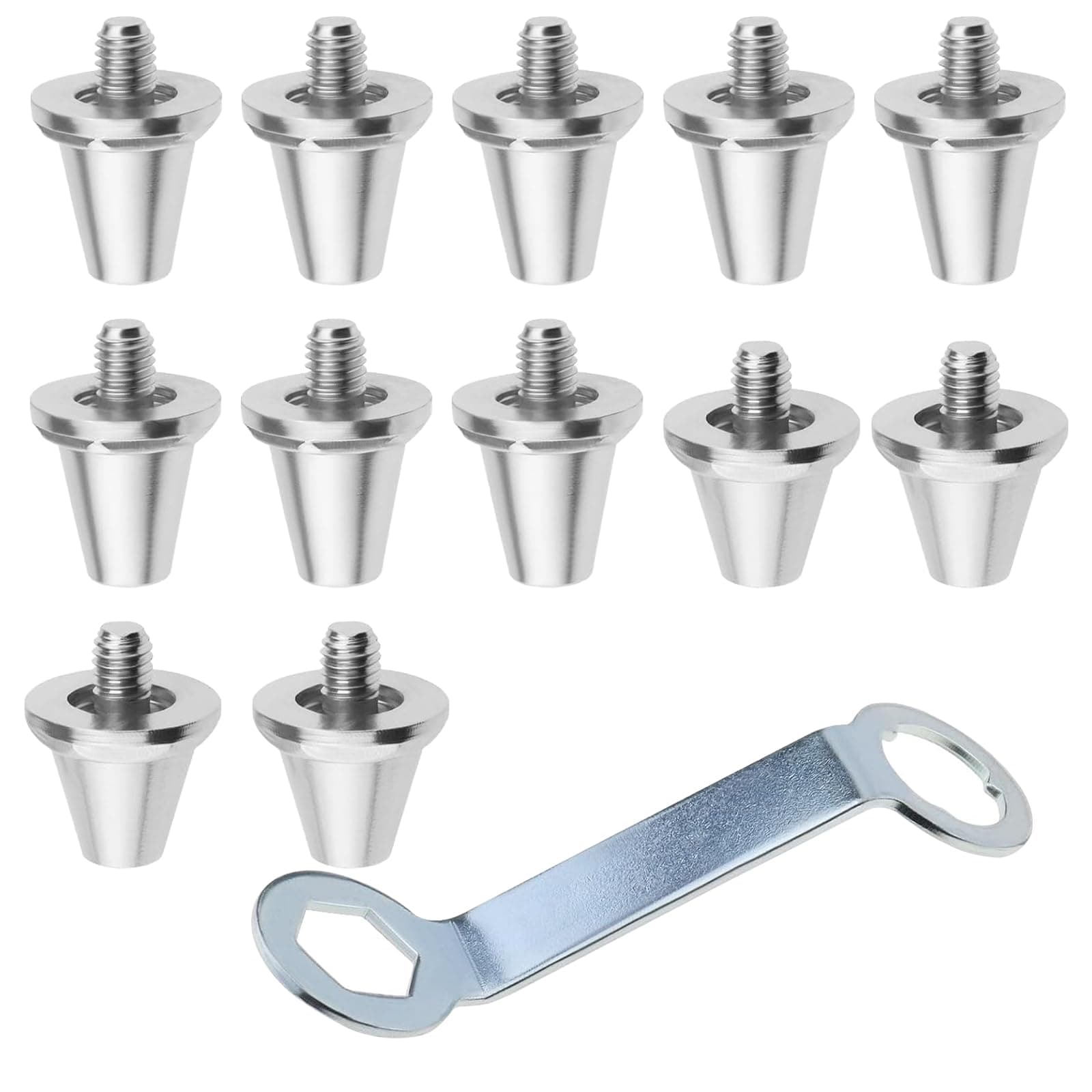 wimony 12Pcs Football Shoe Studs Replacement, Metal Studded Football Boots Compatible with Nike, Puma, New Balance (13mm + 15mm), Complimentary Wrench
