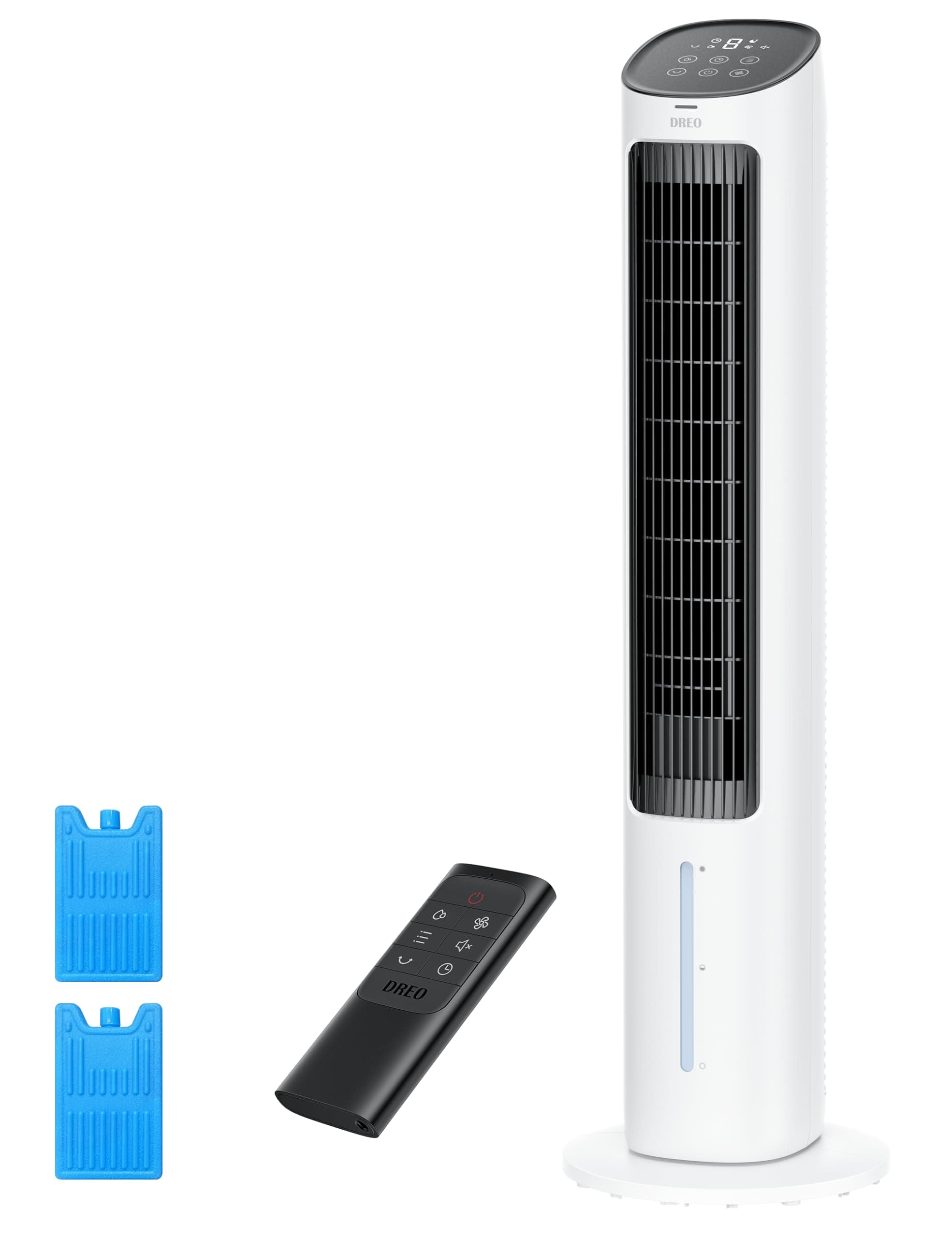 DREO Tower Fan for Bedroom, 40" Evaporative Air Cooler, Cooling Fans That Blow Cold Air with 80° Oscillating, Removable Water Tank, 3 Modes 4-Speed, Remote Control, Quiet Floor Fan, White and Black