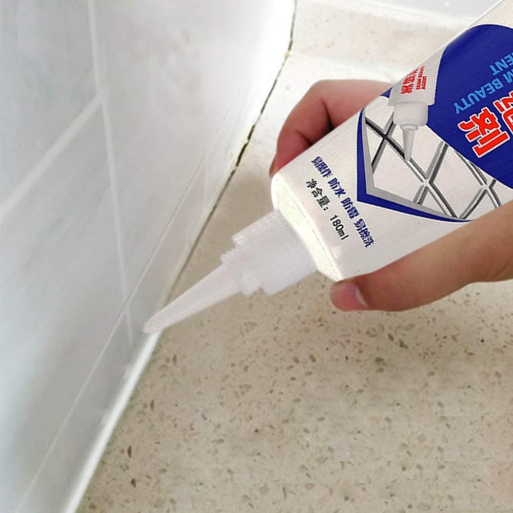 SHSH Tile Fix Sealer, 4 Color Tile Sealent Waterproof Mould Protection Kitchen & Bathroom Sealant Powerful Long Lasting Tile Sealer Bath Tile Agent Gap Refill Reform (White)