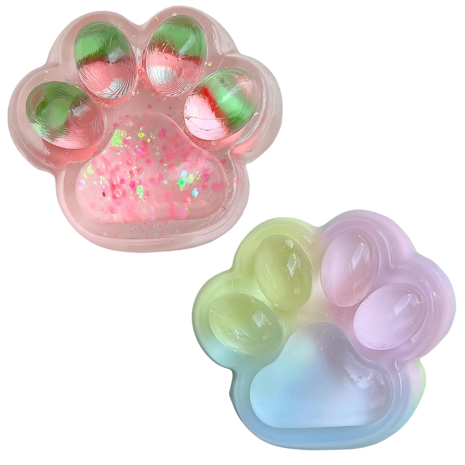 Taba Squishy Cat Paw, Soft Stress Relief Squeeze Cat Toy, Fun Cat Squishy for Relaxation (3 Colors & Strawberry)