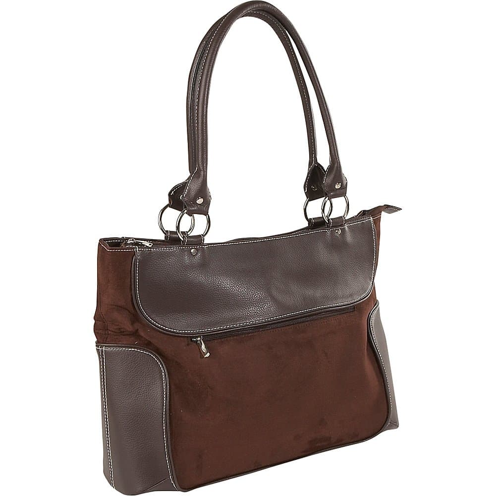Travelers Choice Ladies Business Zip-Top Casual Computer Tote - Brown