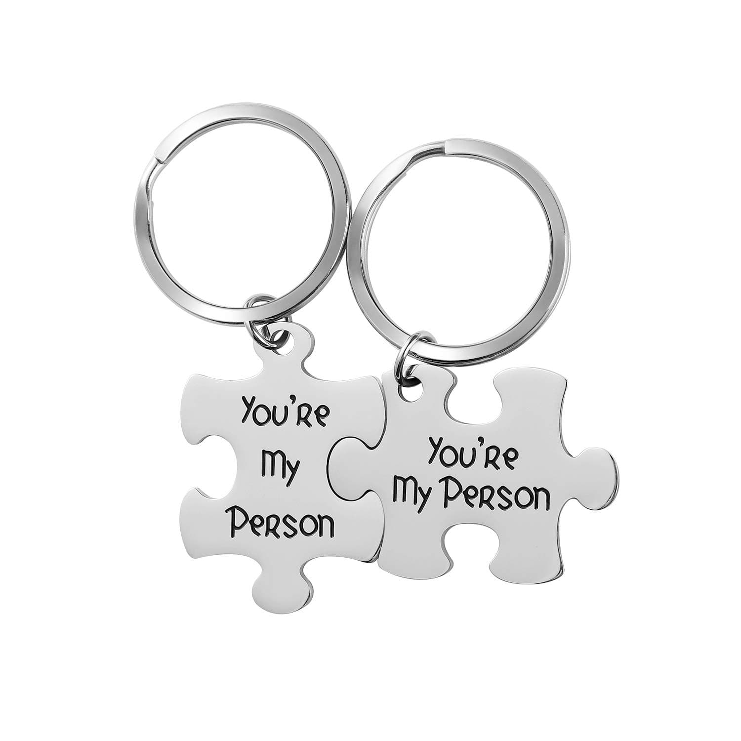 WIGERLON Couples Keychains For Boyfriend and Girlfriend(husband and wife) 2 Matching puzzle pieces Engraved:You are My Person - Great Gifts for Him and Her on Valentine's Day and Birthday