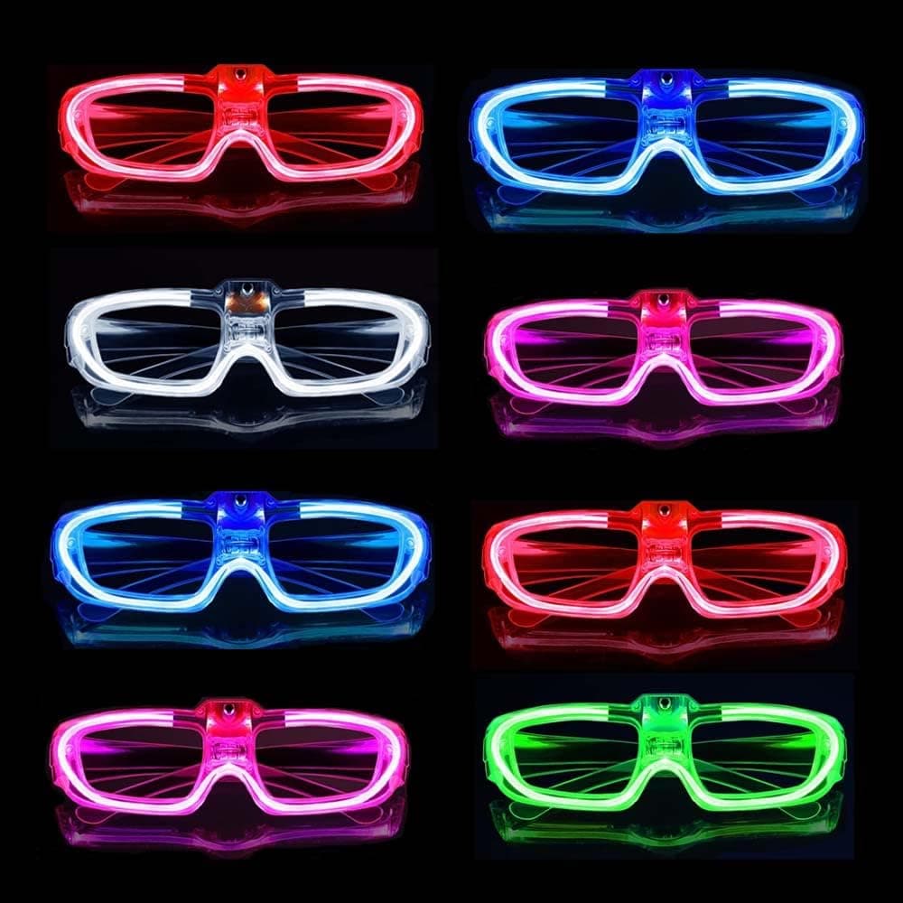 25 Packs LED Glasses Mardi Gras Party Supplies ,5 Neon Colors,3 Light Modes Light up Glow Sticks Glasses Toys Party Favors for kids Adults Fit world cup 2026 4th of July New Year Eve Graduations