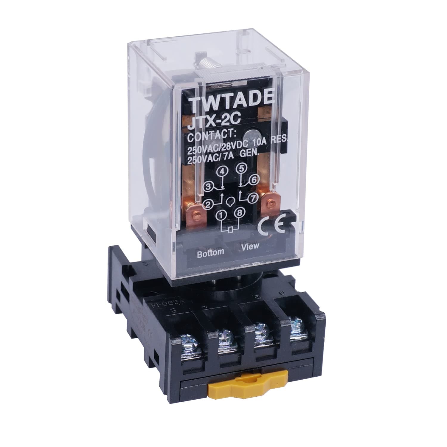 TWTADE/JTX-2C, MK2P-I DPDT Power Relay with Plug-in Terminal Socket Base, AC 110V Coil, 8 Pin 2NO 2NC AC 110V