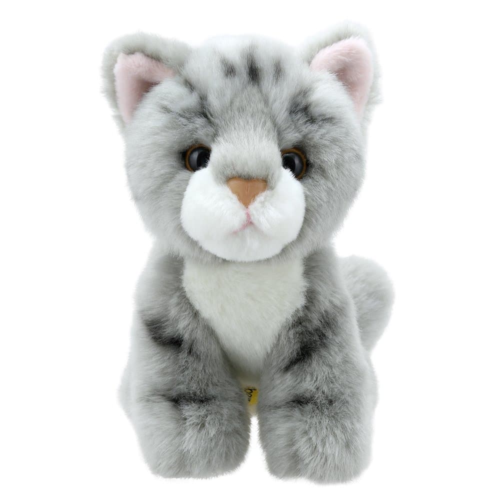 Wilberry Cat Soft Toy - Grey Stripped Friendly Mini Plush Kitten - Realistic Cuddly Animal Toy for Children & Adults - 14cm