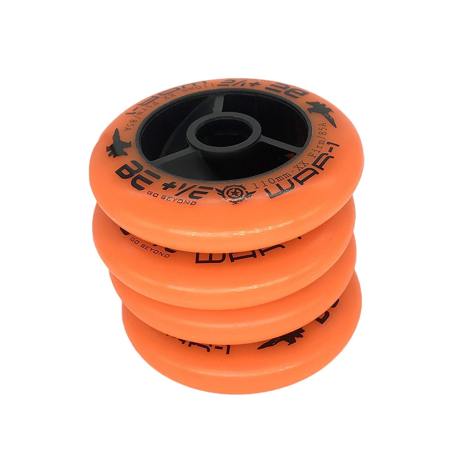 85A PU Inline Speed Skate Wheels Without Bearings (Pack of 4) Size 110mm and 100mm and 90mm for Speed Skate Scooter (Orange, 110mm)