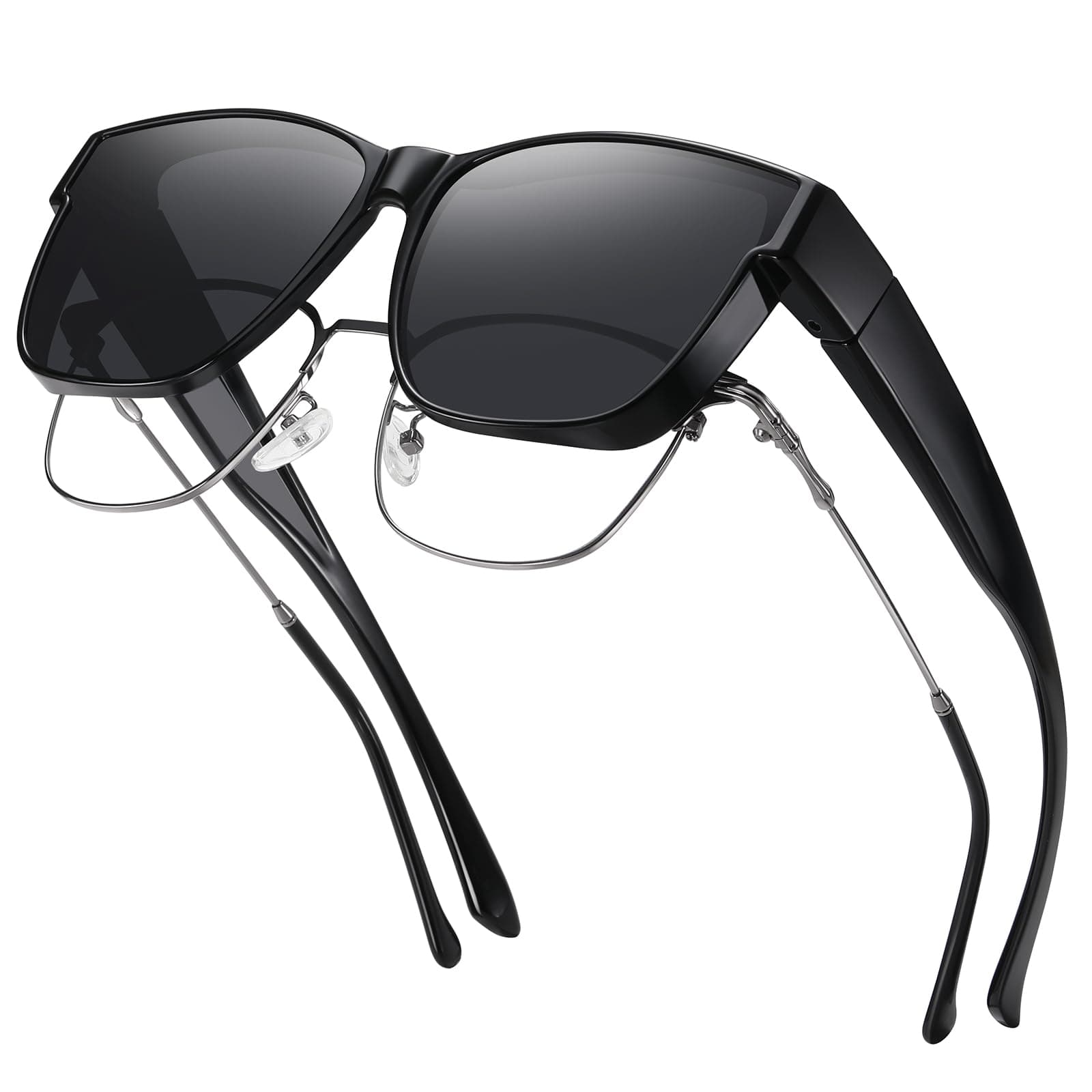 GEGURIPolarized Sunglasses, Fits Over Glasses for Men and Women, Oversized Square Sunglasses, UV400 Protection