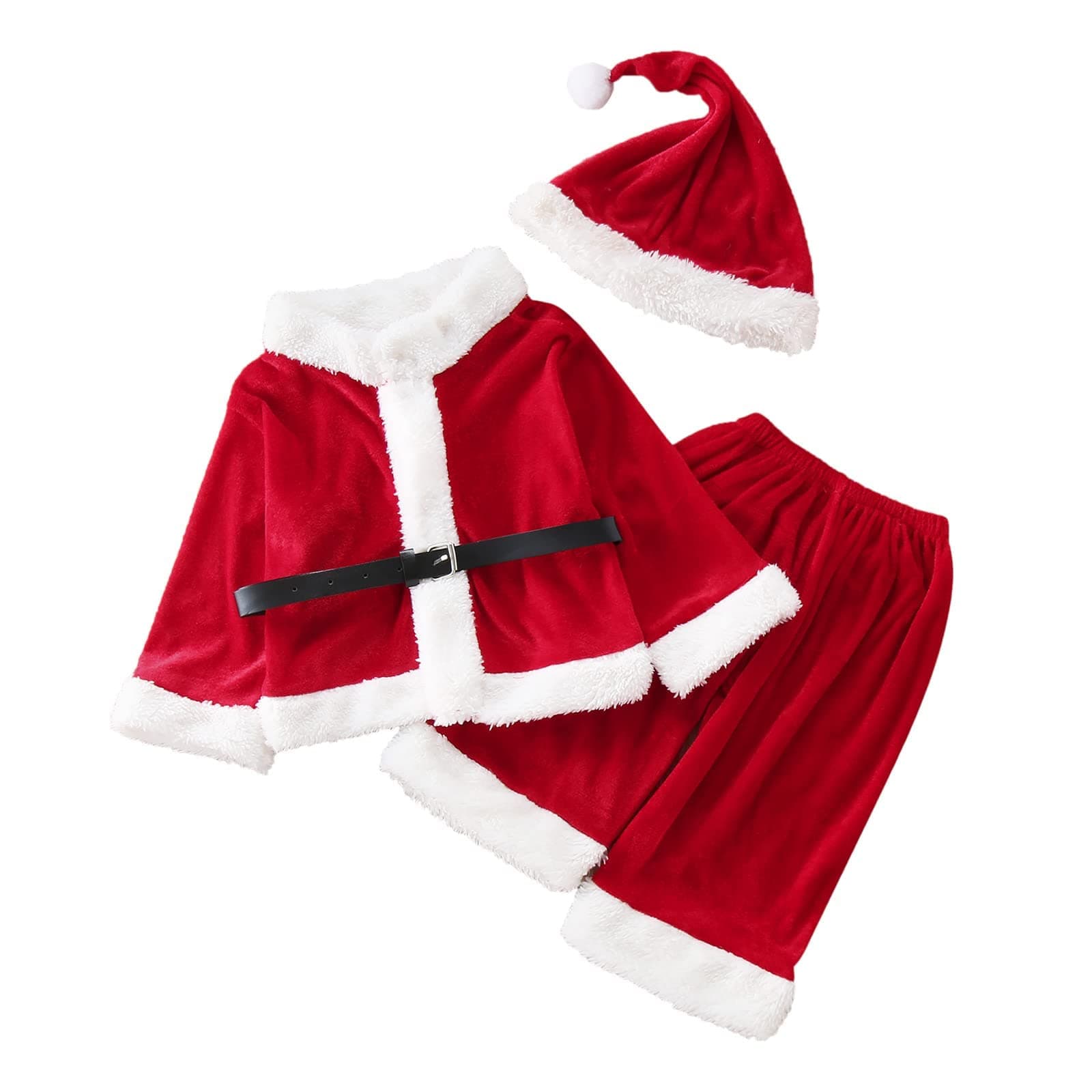 HIGHLAND 3 Pcs Santa Claus Costume for Kids – Baby Boy Santa Outfit – Christmas Santa Costume for Baby Boys Toddlers - Christmas Costume Kids with Santa Hat - Santa Claus Outfit