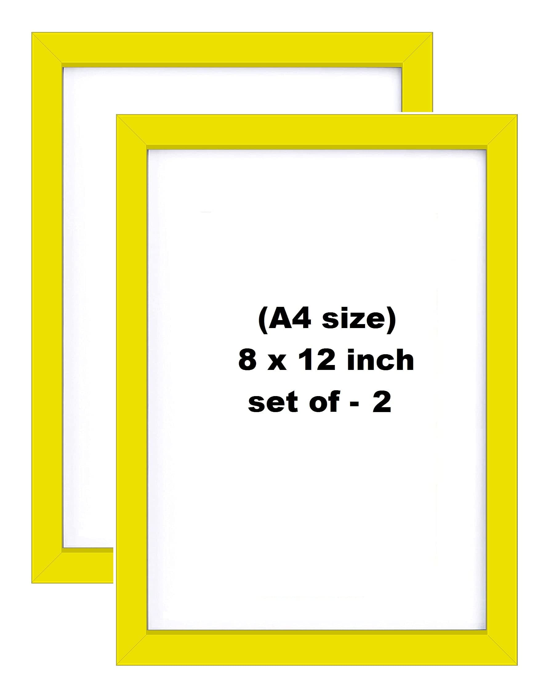 LYONIC Basics Wood Yellow Color Photo Frame for home, hall, office décor or Photo,Children Photo, Family Photo,documents,Quito(8 x 12 Inch,Yellow) - Set of 2