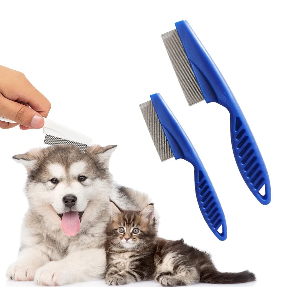 Multifunctional Pet Hair Comb Tear Stain Removal, 2023 New Magic Pets Grooming Comb Kit for Small Dogs Puppies, 2 in 1 Dog Combs Tooth Stainless Grooming Massage Dual-Sided Comb (Blue)