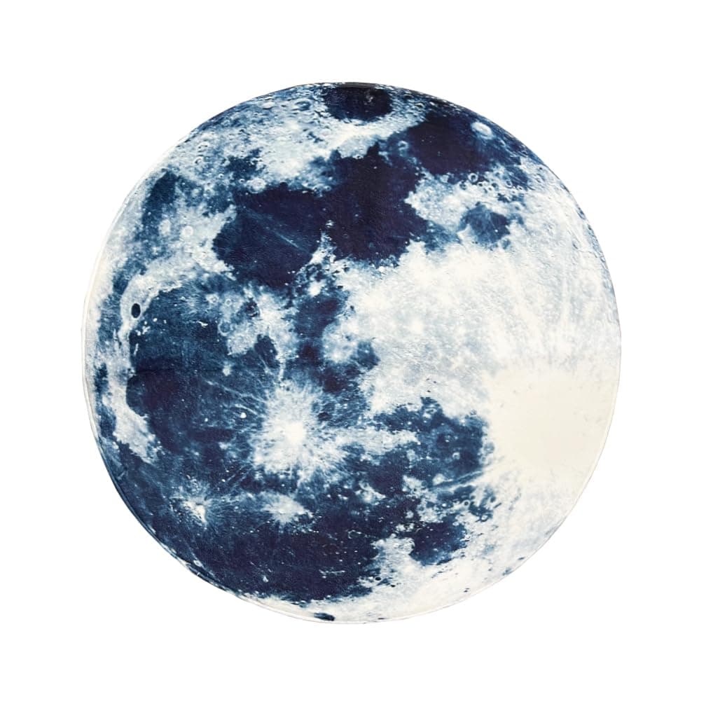 SYROVIA™ Blue Moon Round Area Rug 2' in Diameter Bedroom Carpet Shaggy Soft Chair Mat Washable Doormat