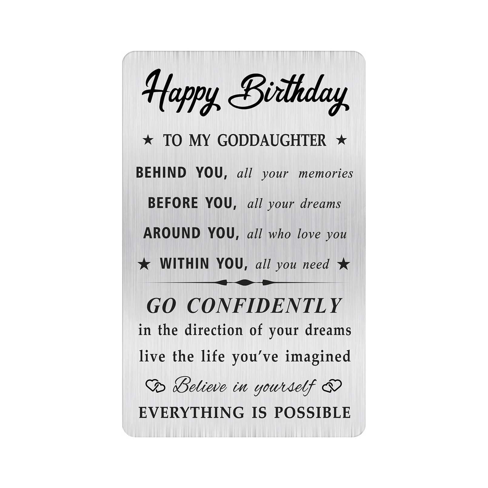 MOQIYXL Goddaughter Birthday Card, Happy Birthday Goddaughter Gifts Ideas, Small Engraved Wallet Card