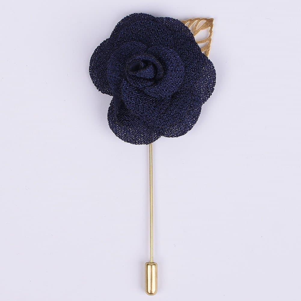 Fouriding Boutonniere Bridegroom Groom Men's Boutonniere Groomsmen Best Man Boutineer with Pin Brooch Corsage for Wedding Homecoming Prom Party Suit Decoration Navy Blue Pack of 1