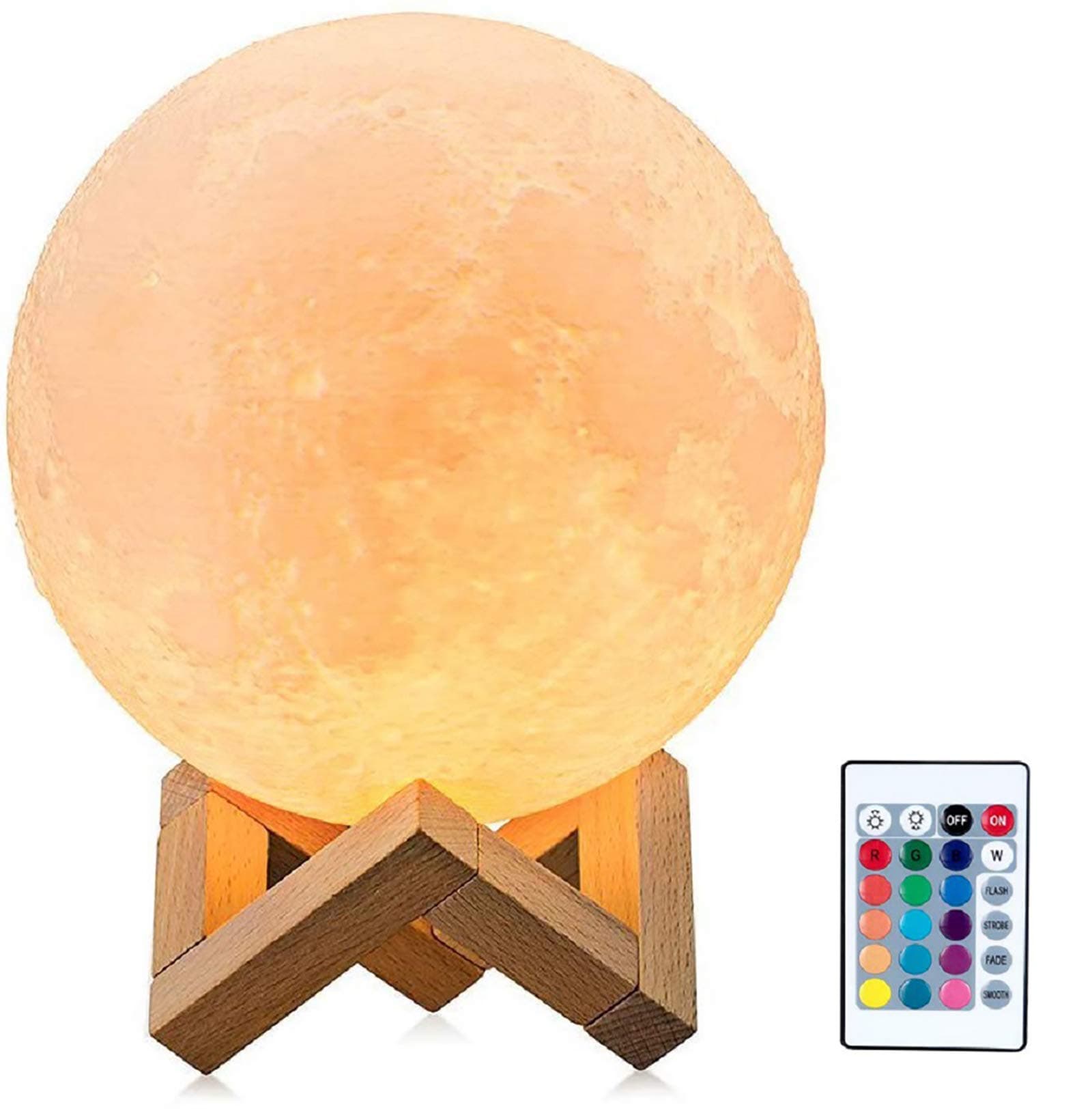 LED Moon Light with Remote Control,Rechargeable Dimmable 15cm 3D Print Moon Lamp LED 16 Colors Portable Night with Touch Control