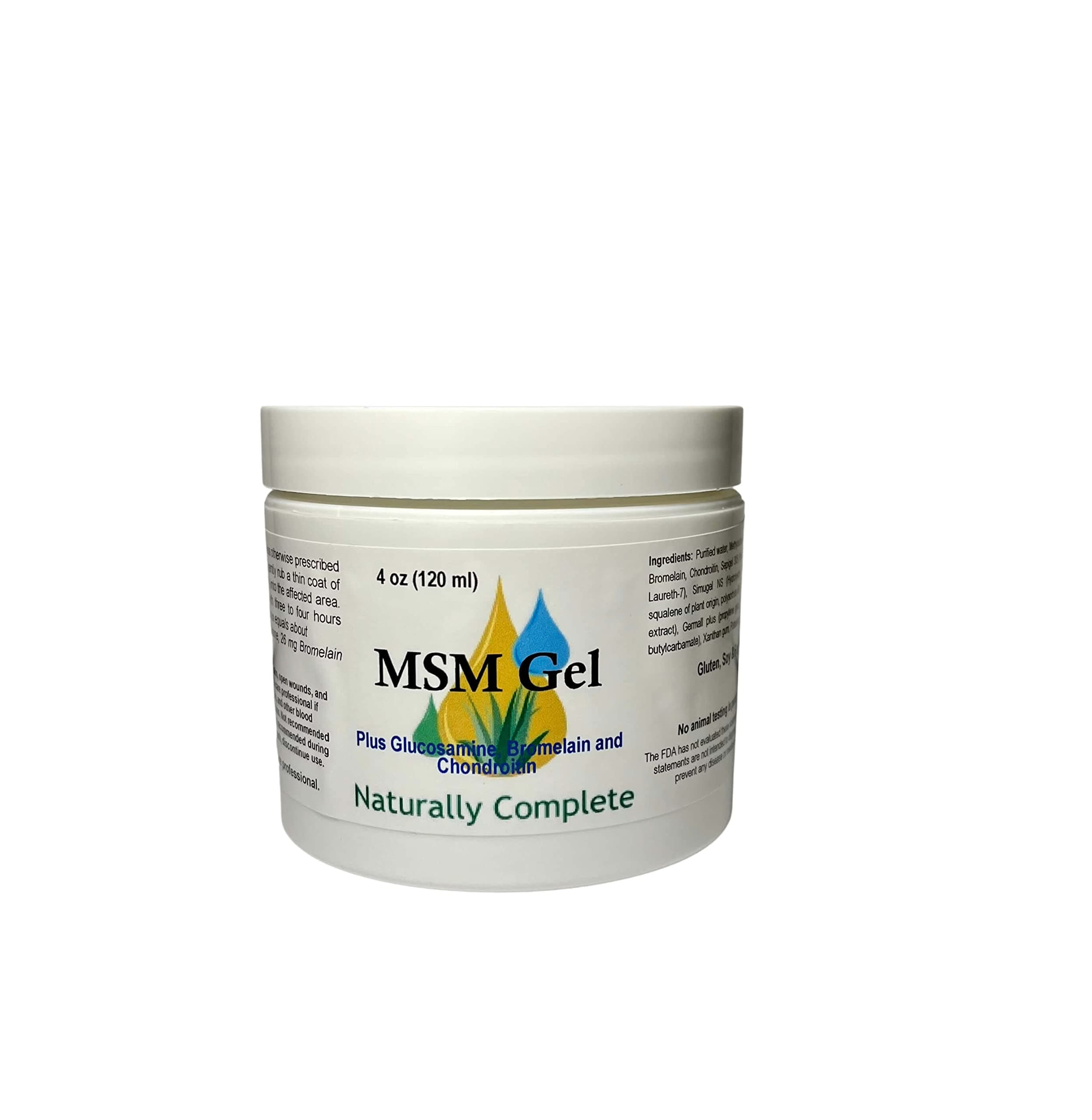 MSM Cream Plus Glucosamine Bromelain & Chrondroitin 4 oz. Jar