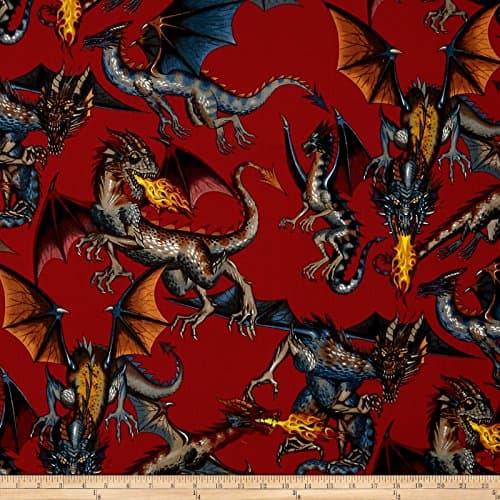 Alexander Henry Tale of the Dragon Red, Fabric by the Yard