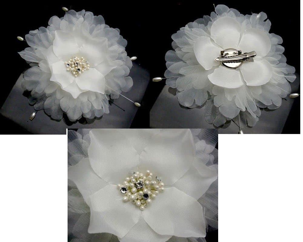 2 pcs 5.5" White Fashion Hair Flower Clip Bridal Girl Women For Wedding Prom Party