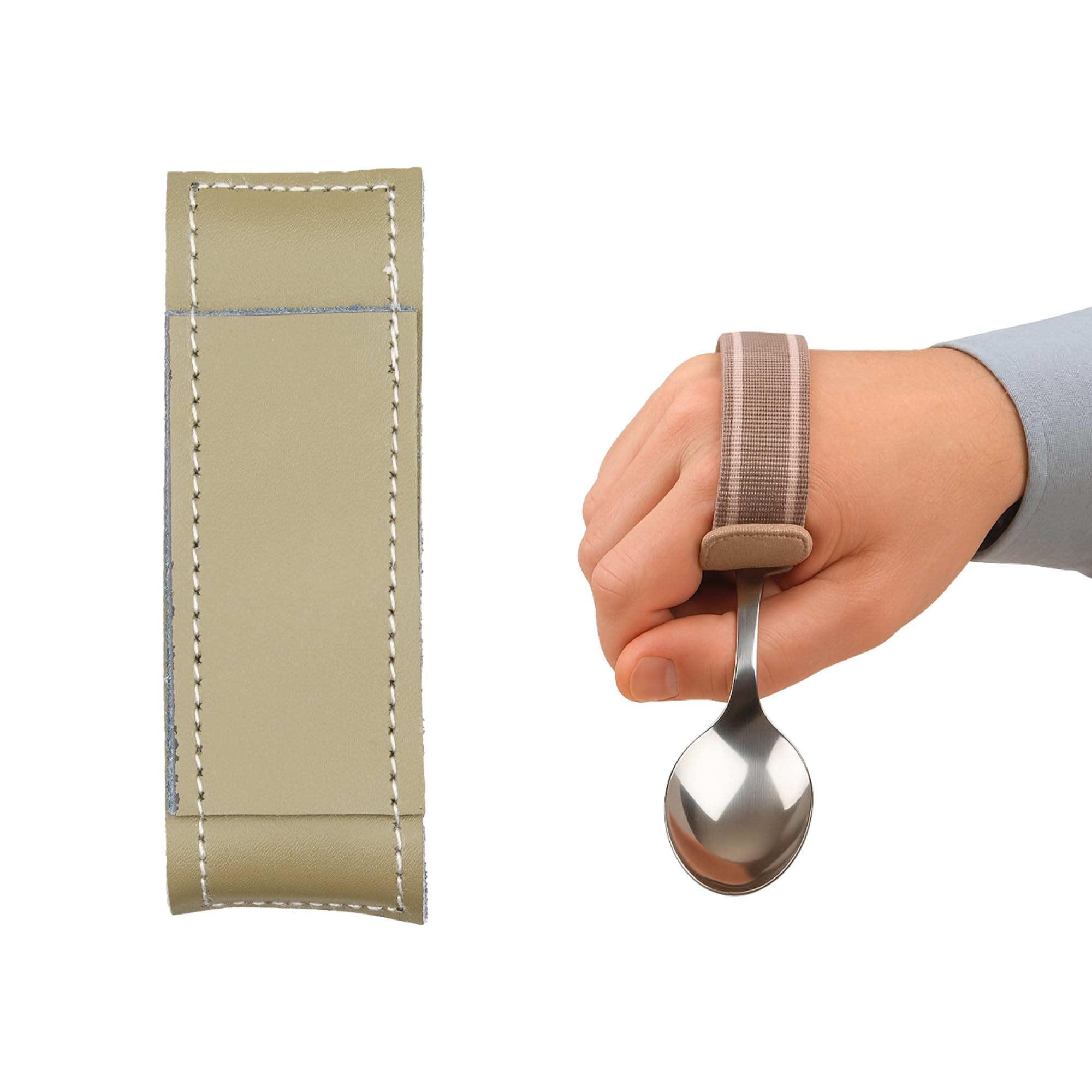 Sammons Preston Universal Cuff, Medium, Leather Adaptive Utensil & Writing Aid Holder with Elastic Strap, 3" Knuckle Width, Assistive Device for Limited Hand Ability or Grip Strength