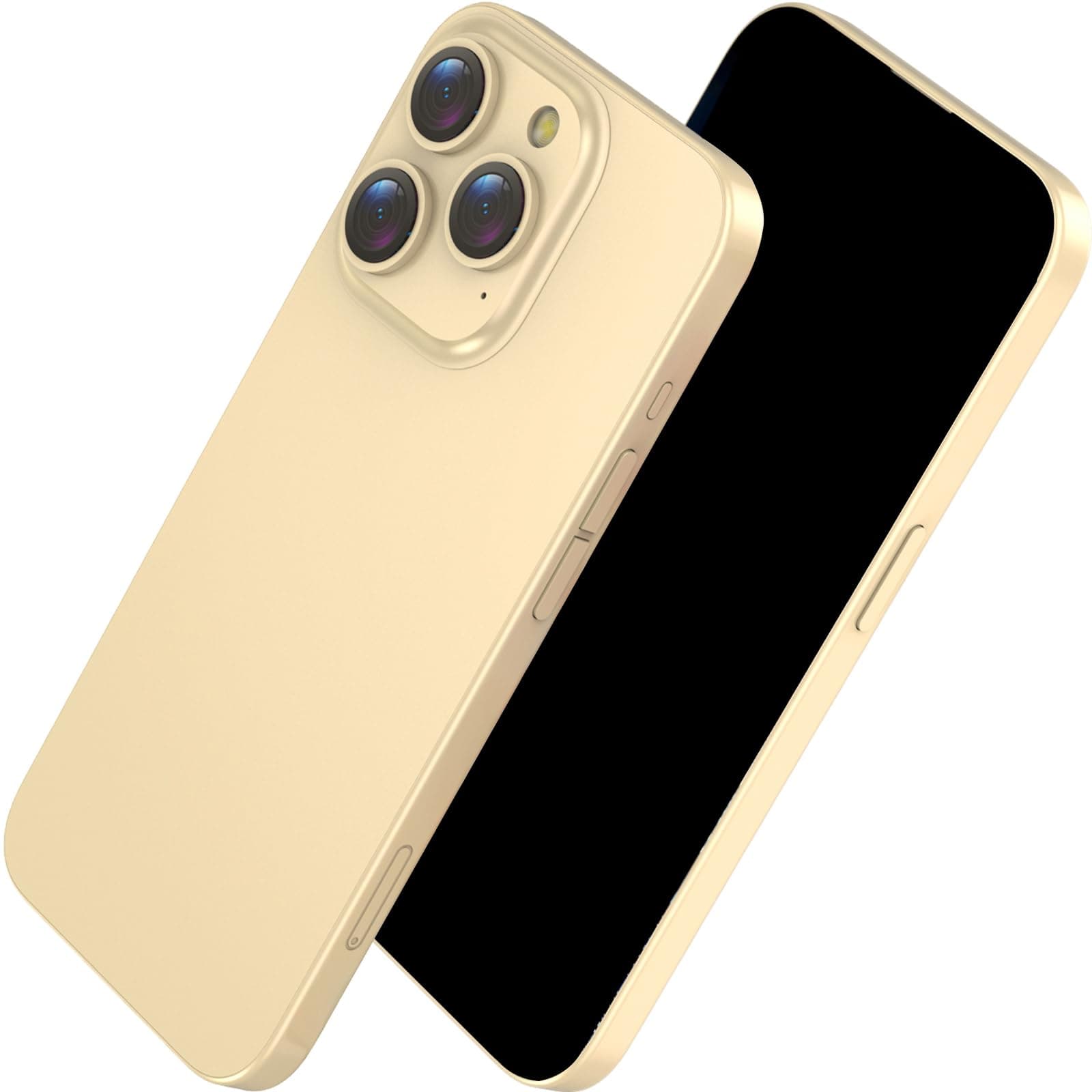 Blue Union Fake Phone Dummy Prop Phone, Black Screen Prank Stuff Decoy Pear Non-Working Phone 15 for Kid Play, Display Look Like Real Phone 15 (Gold)