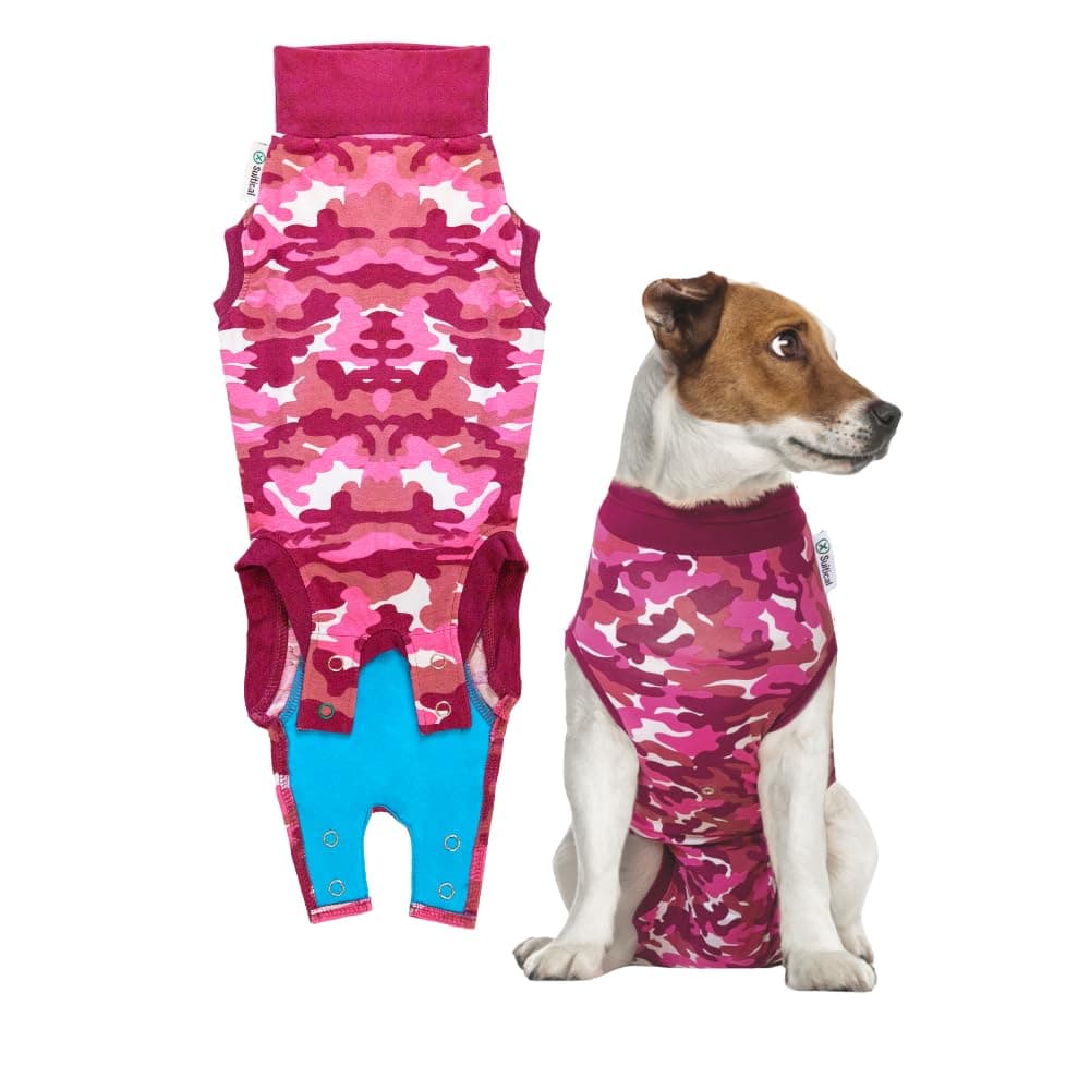 Suitical Recovery Suit XXX-Small for Dogs in Pink Camo. Professional alternative to the Cone of Shame. Suitable for wound and Bandage protection, Hotspots, Skin Diseases, Light Incontinence, When in Heat. Recommended by thousands of vets worldwide.